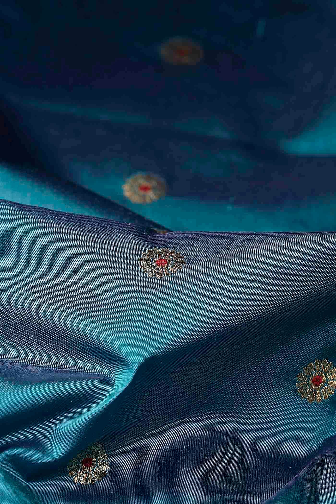 Blue Blended Bangalore Silk Saree