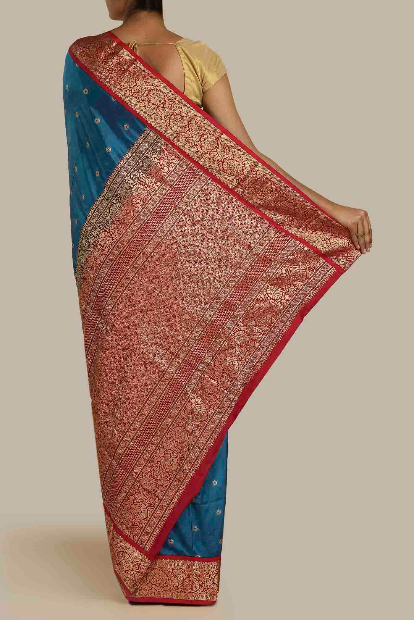 Blue Blended Bangalore Silk Saree