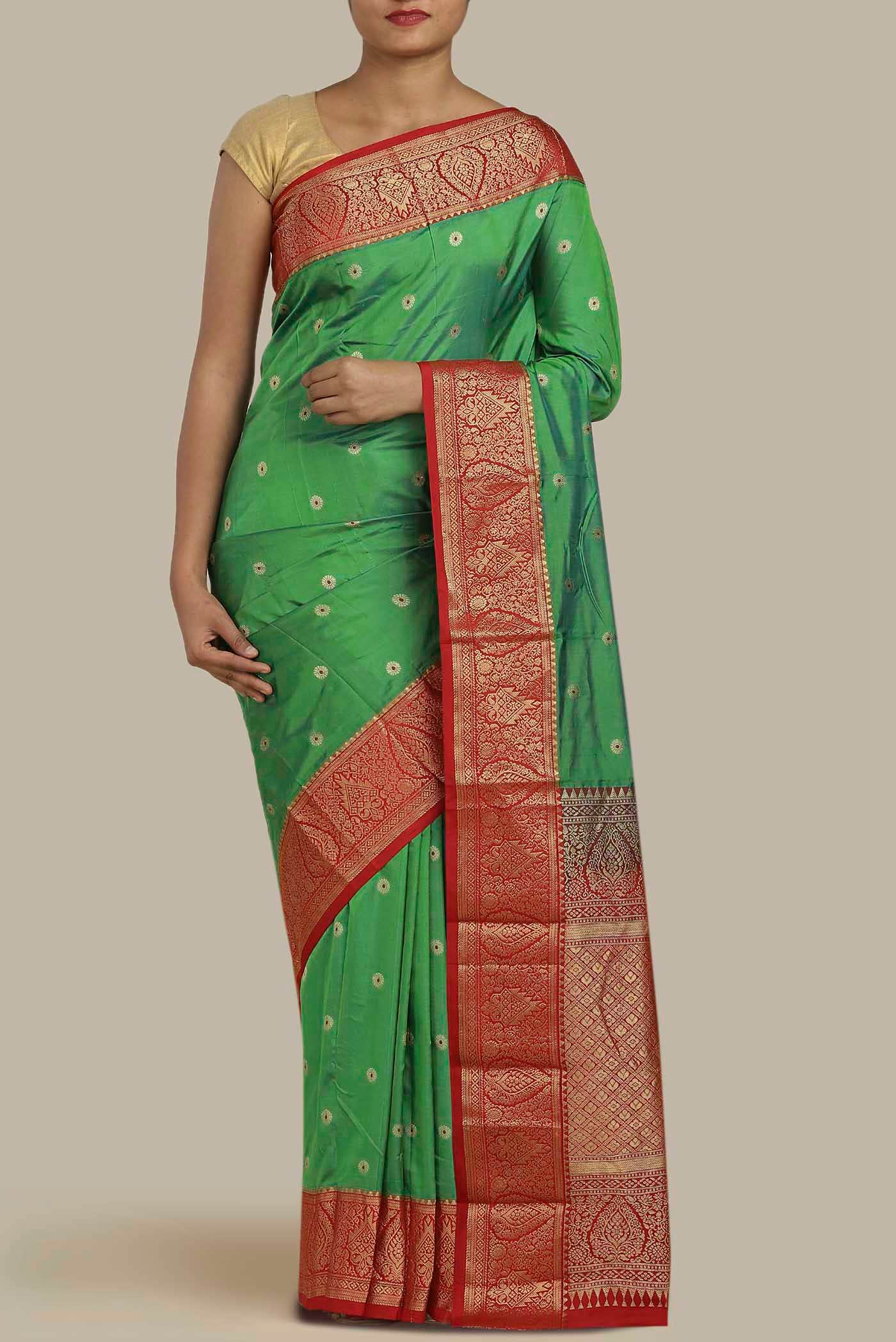 Green Blended Bangalore Silk Saree