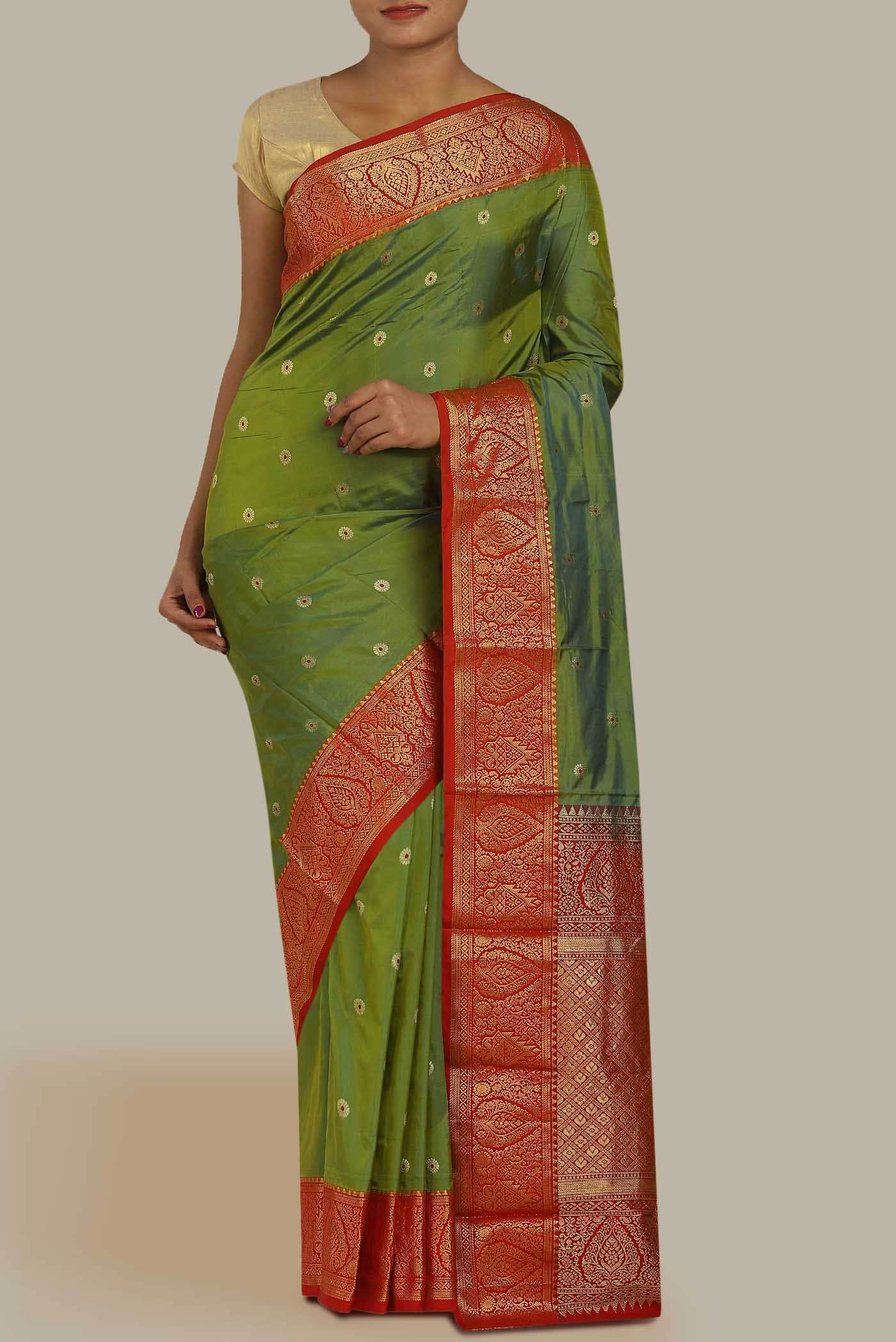 Green Blended Bangalore Silk Saree