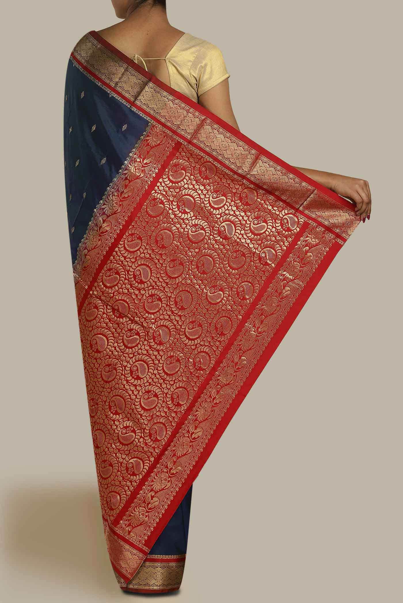 Blue Blended Bangalore Silk Saree