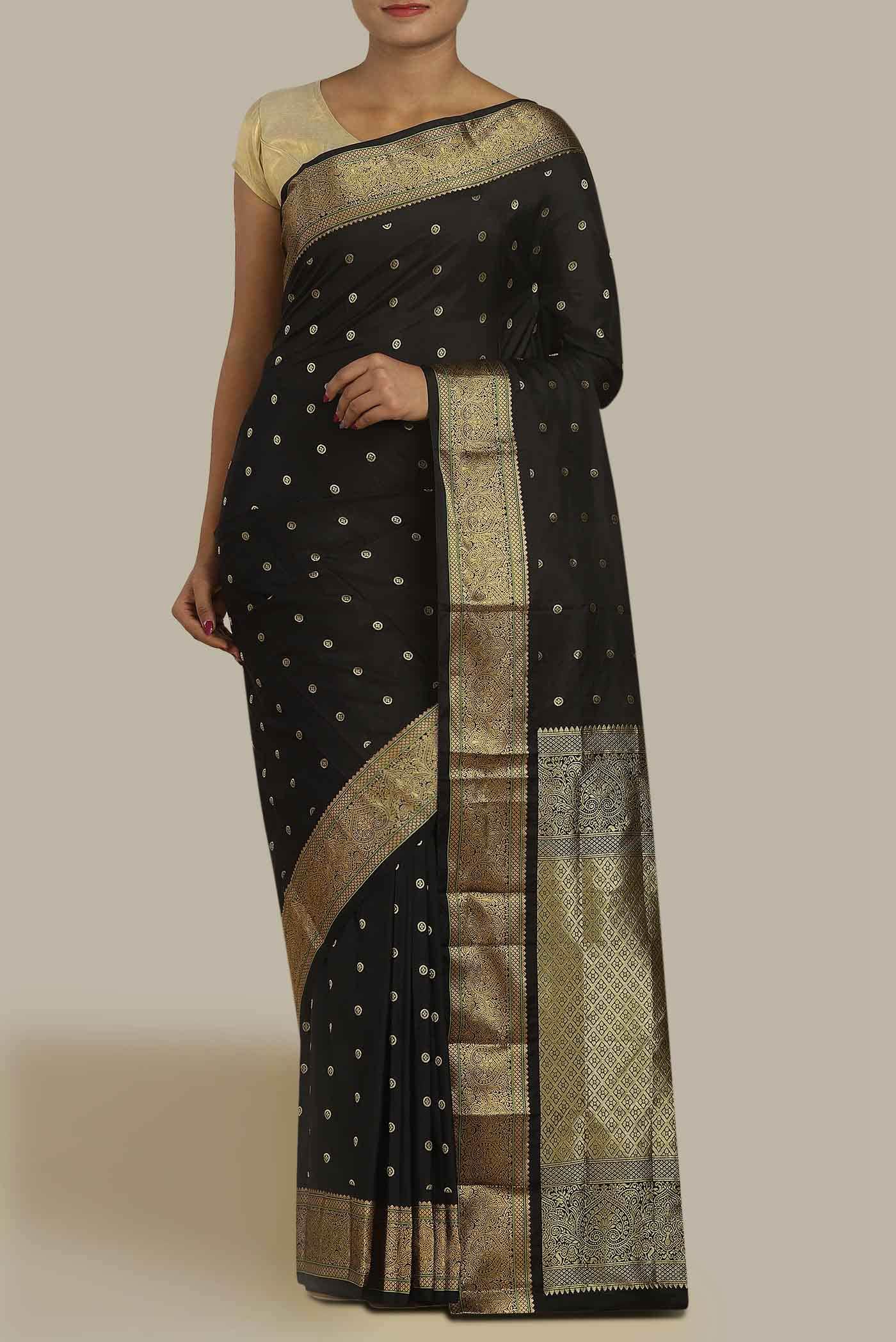 Black Blended Bangalore Silk Saree