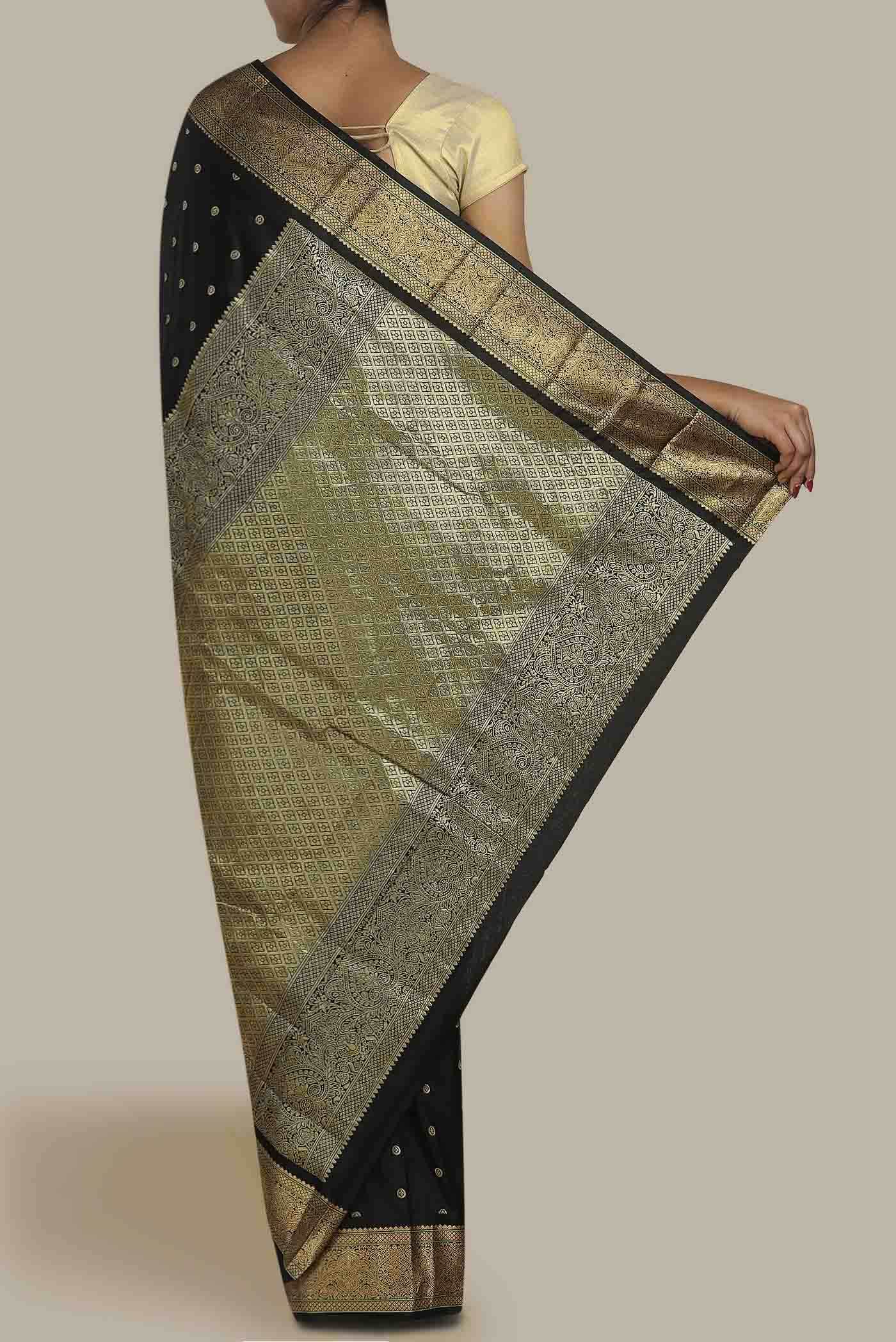 Black Blended Bangalore Silk Saree