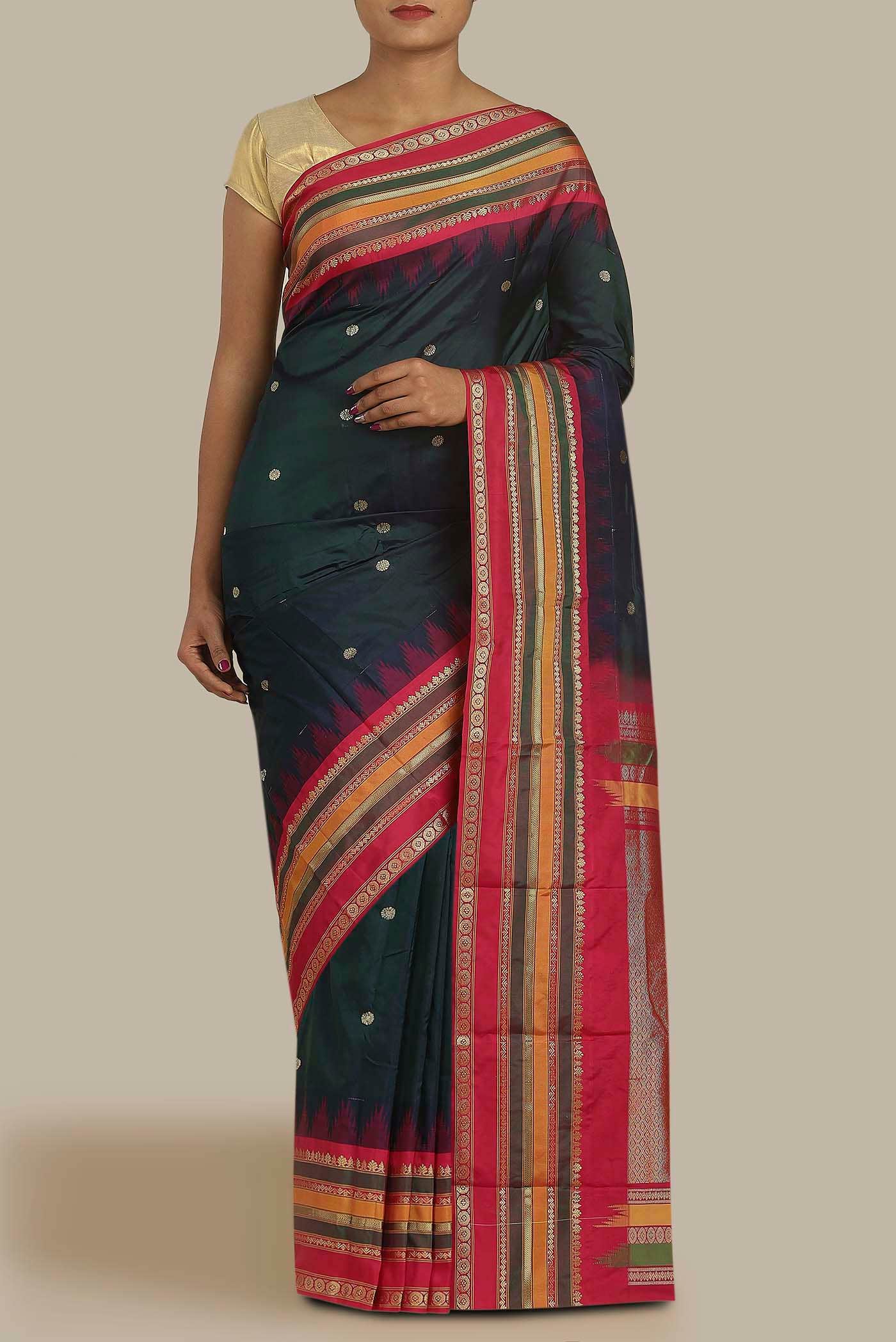 Blue Blended Bangalore Silk Saree