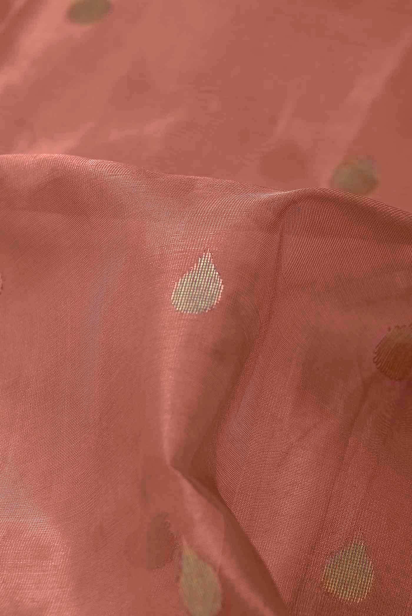 Coral Chanderi Tissue Silk Cotton Saree