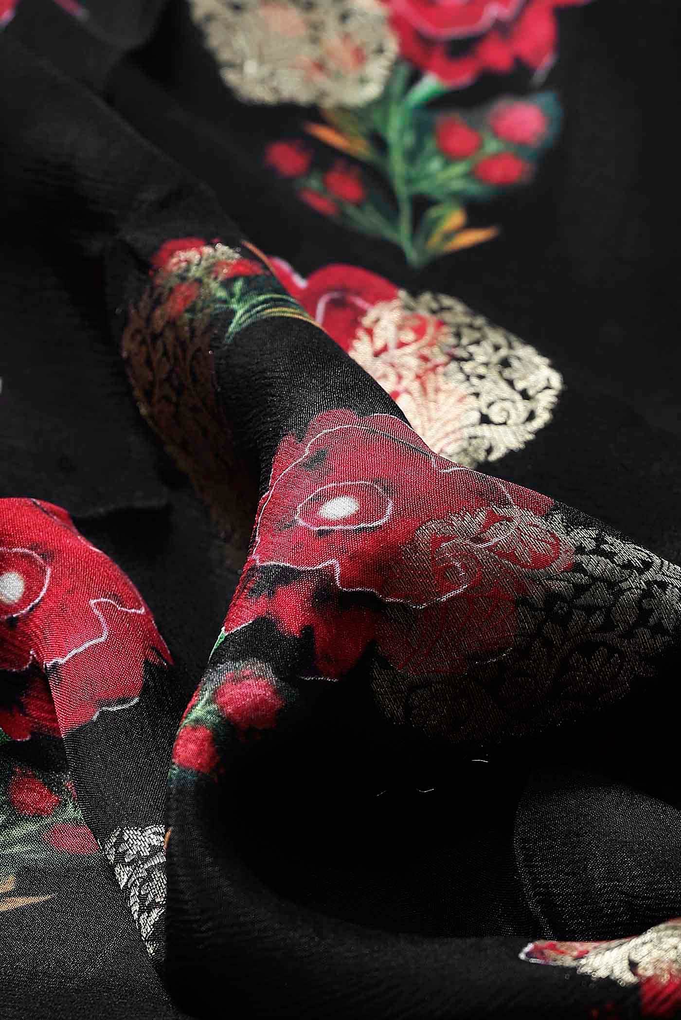 Black Mysore Crepe Saree