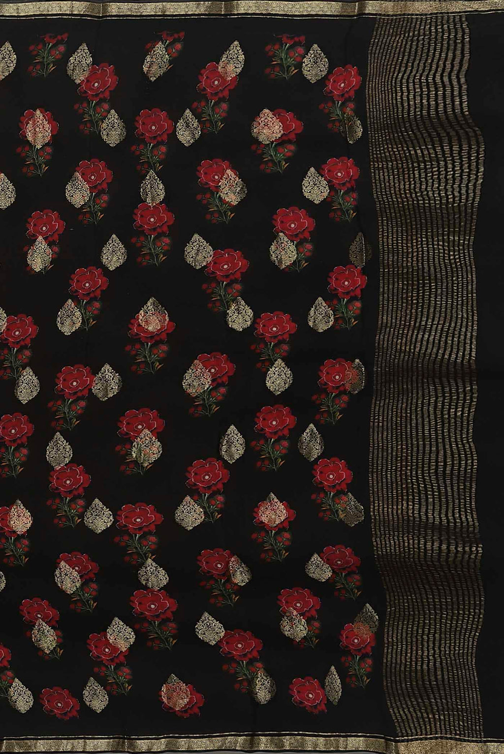 Black Mysore Crepe Saree