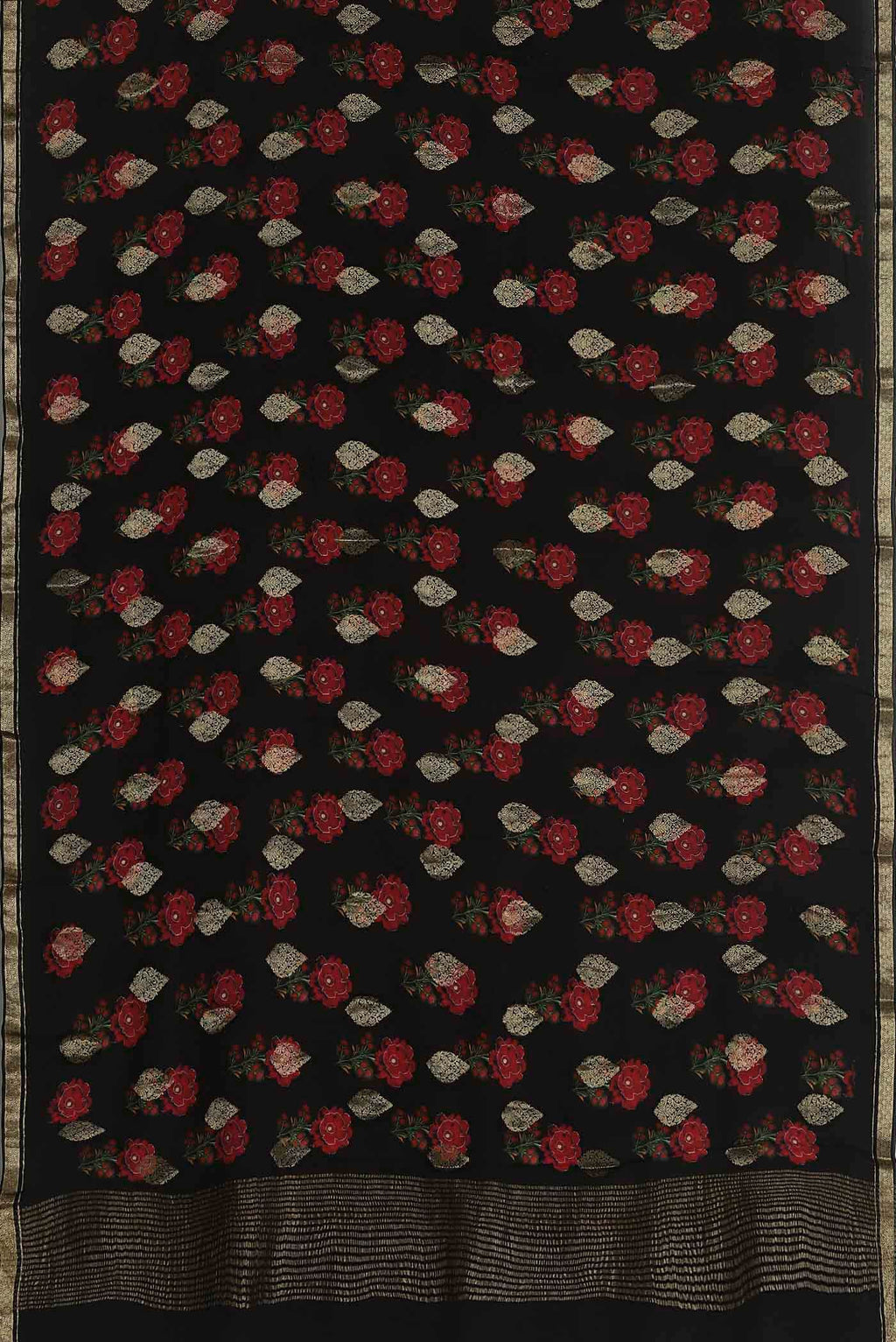 Black Mysore Crepe Saree