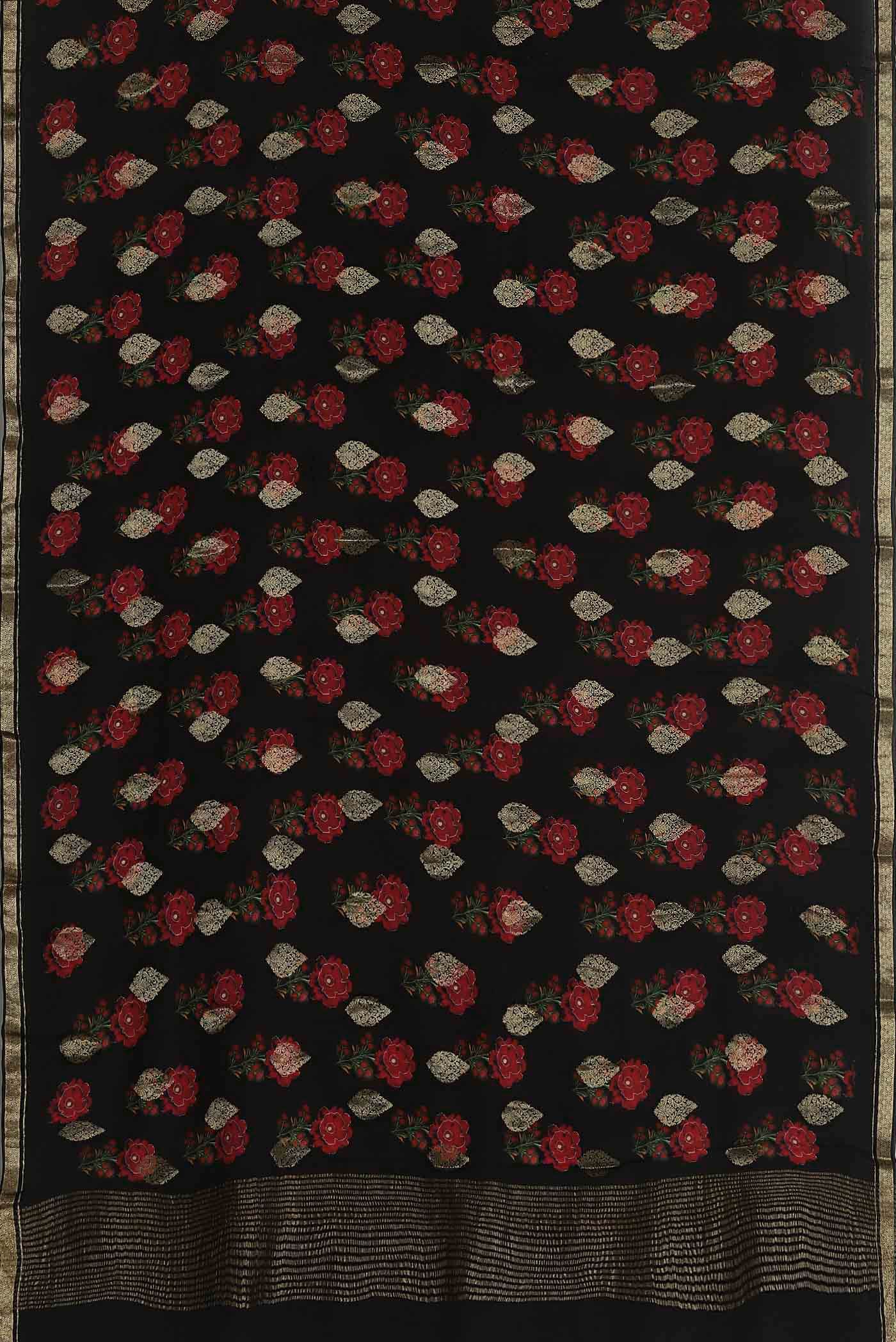 Black Mysore Crepe Saree
