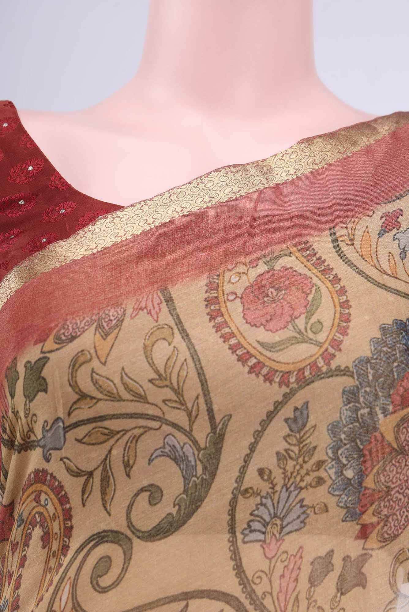 Golden Mysore Crepe Saree