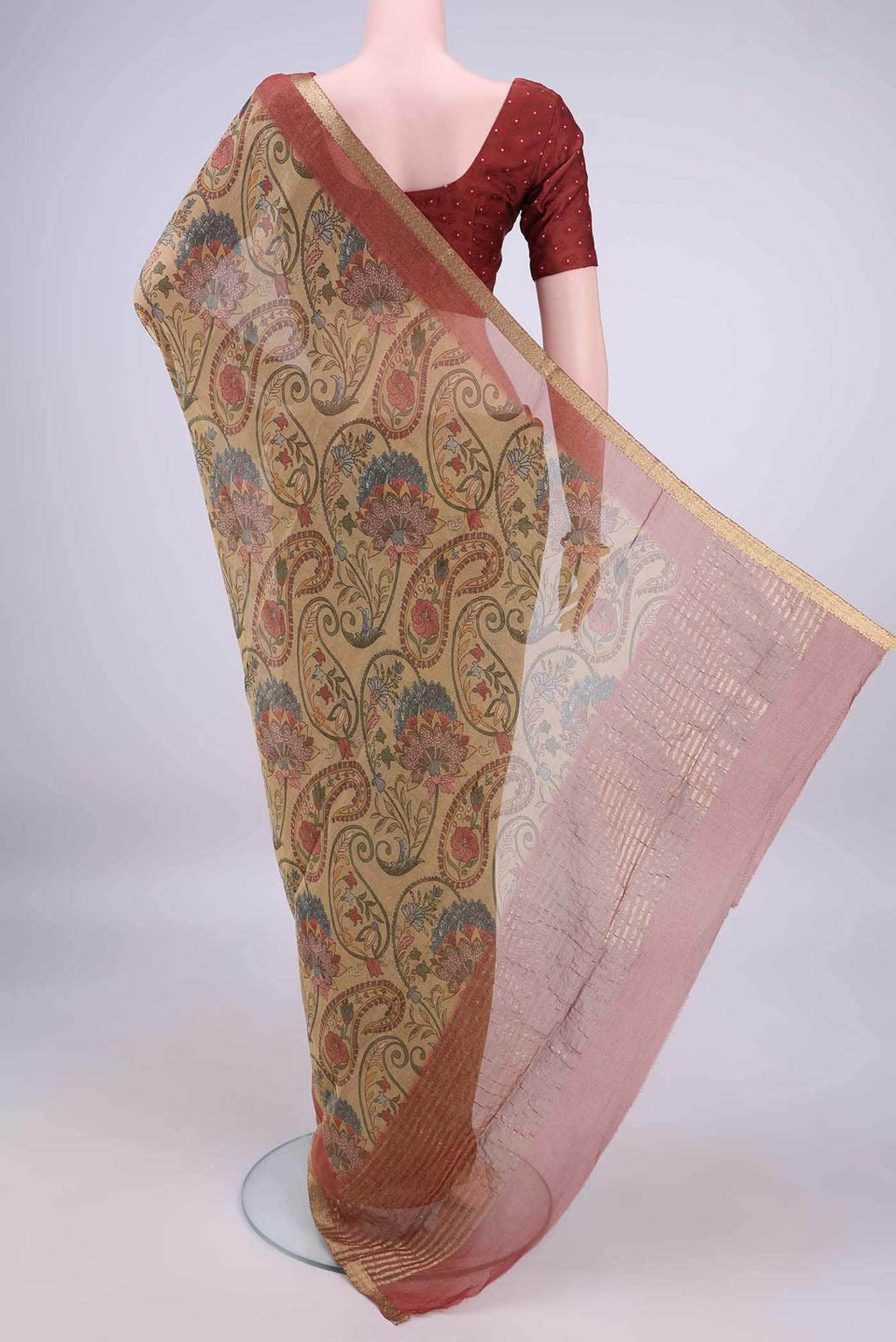 Golden Mysore Crepe Saree