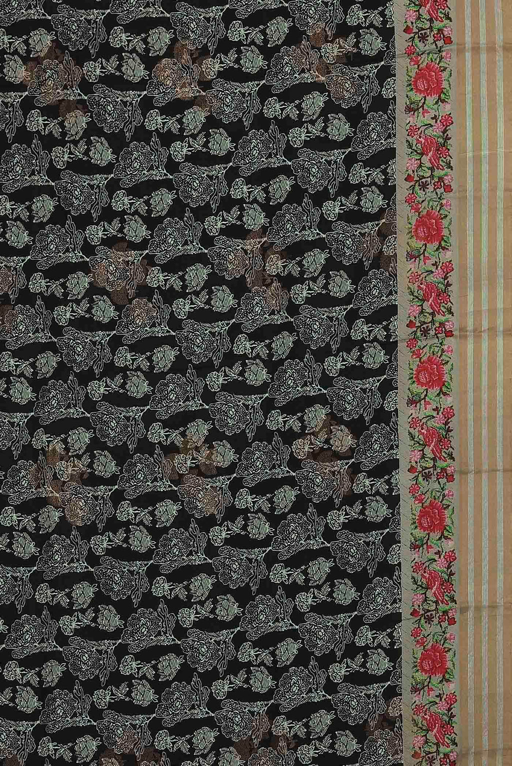 Black Printed Silk Saree