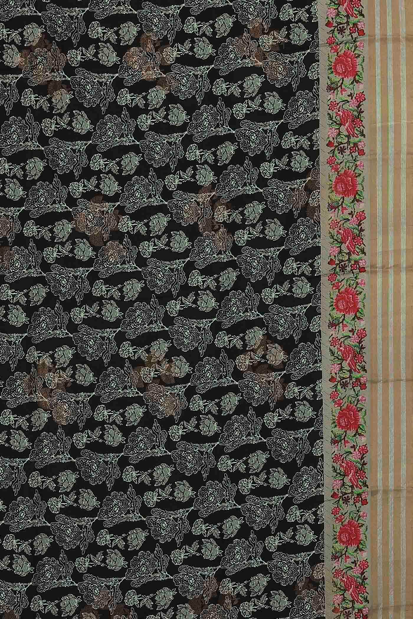 Black Printed Silk Saree