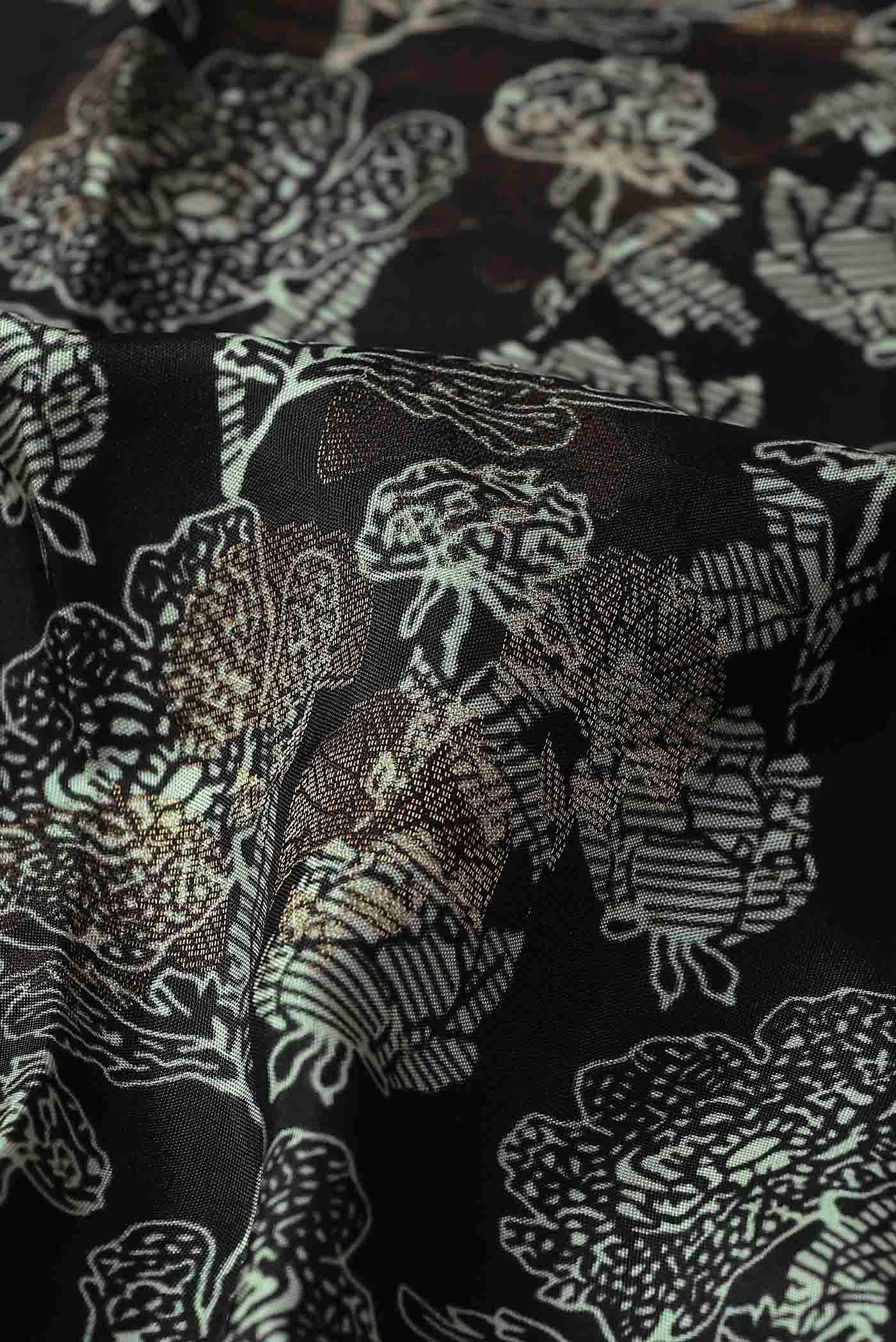 Black Printed Silk Saree