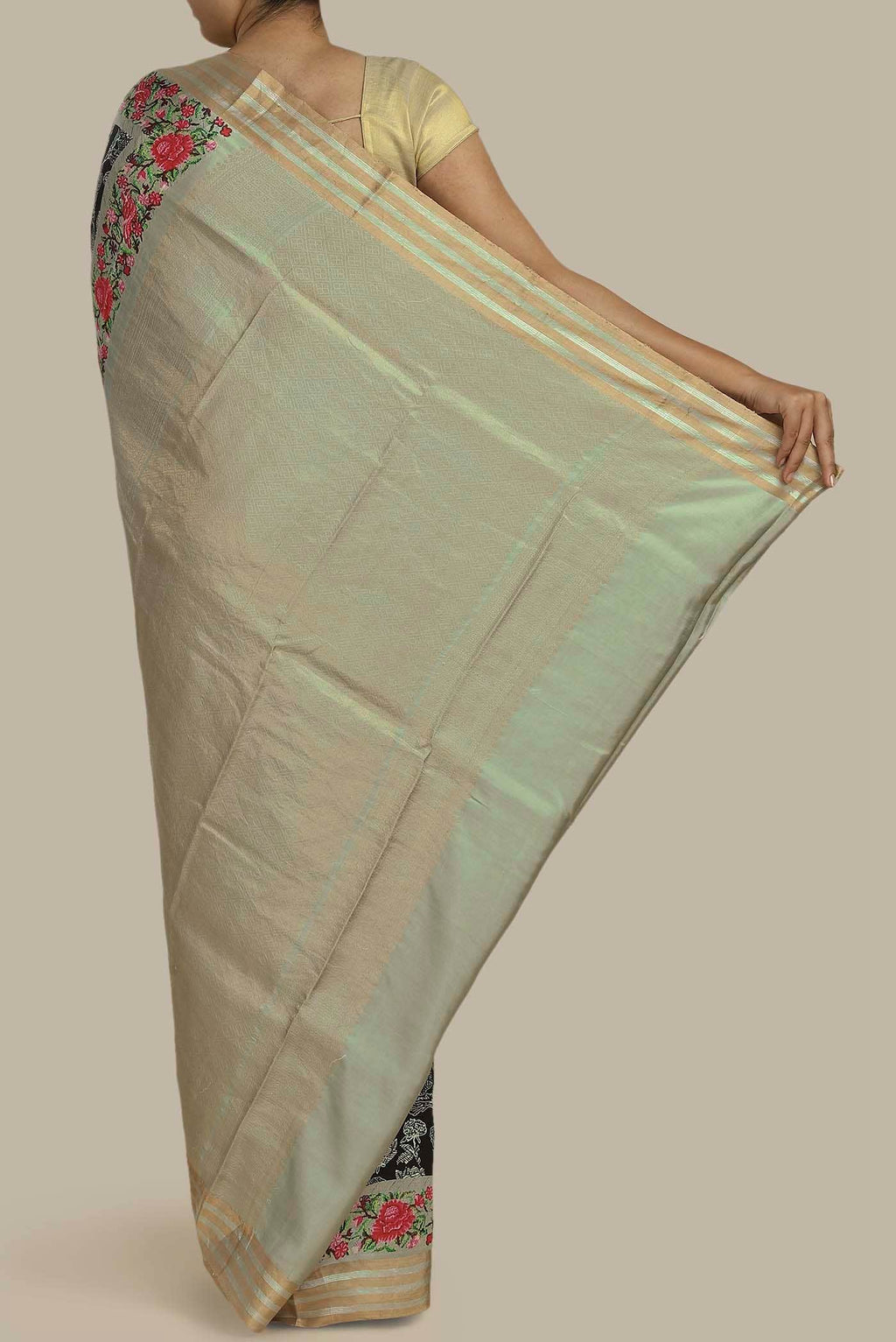 Black Printed Silk Saree