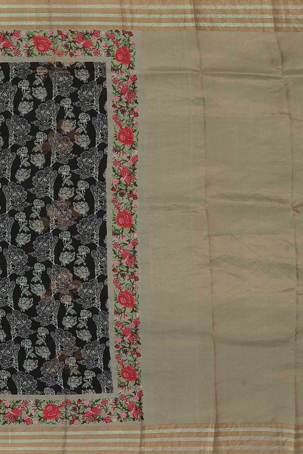 Black Printed Silk Saree