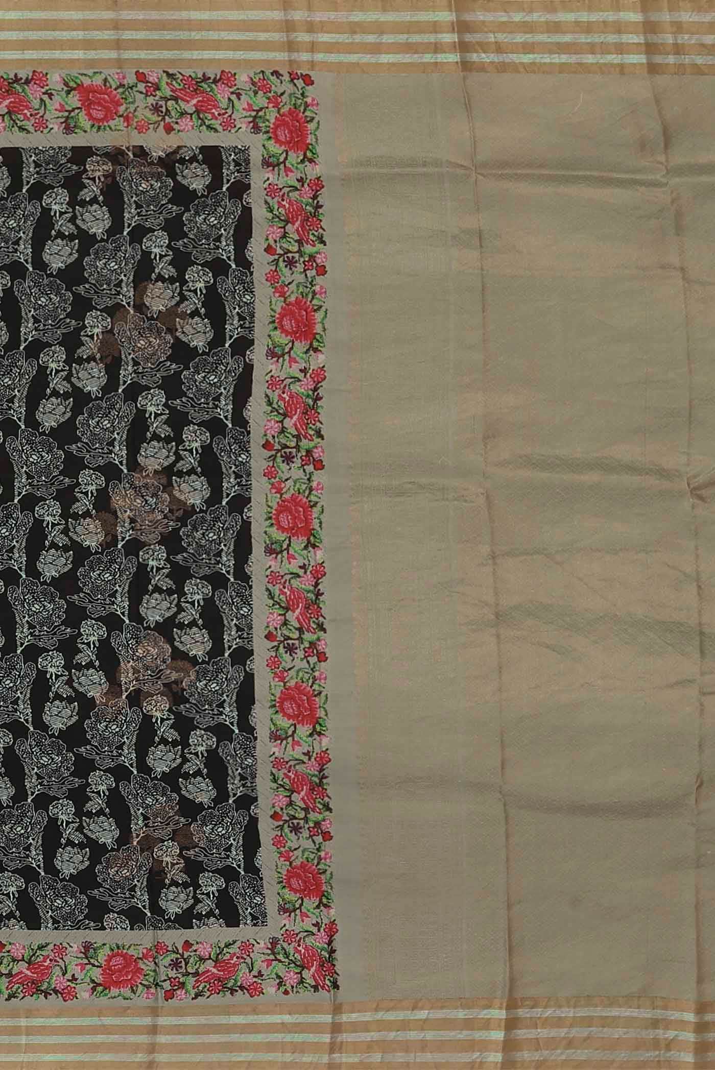 Black Printed Silk Saree