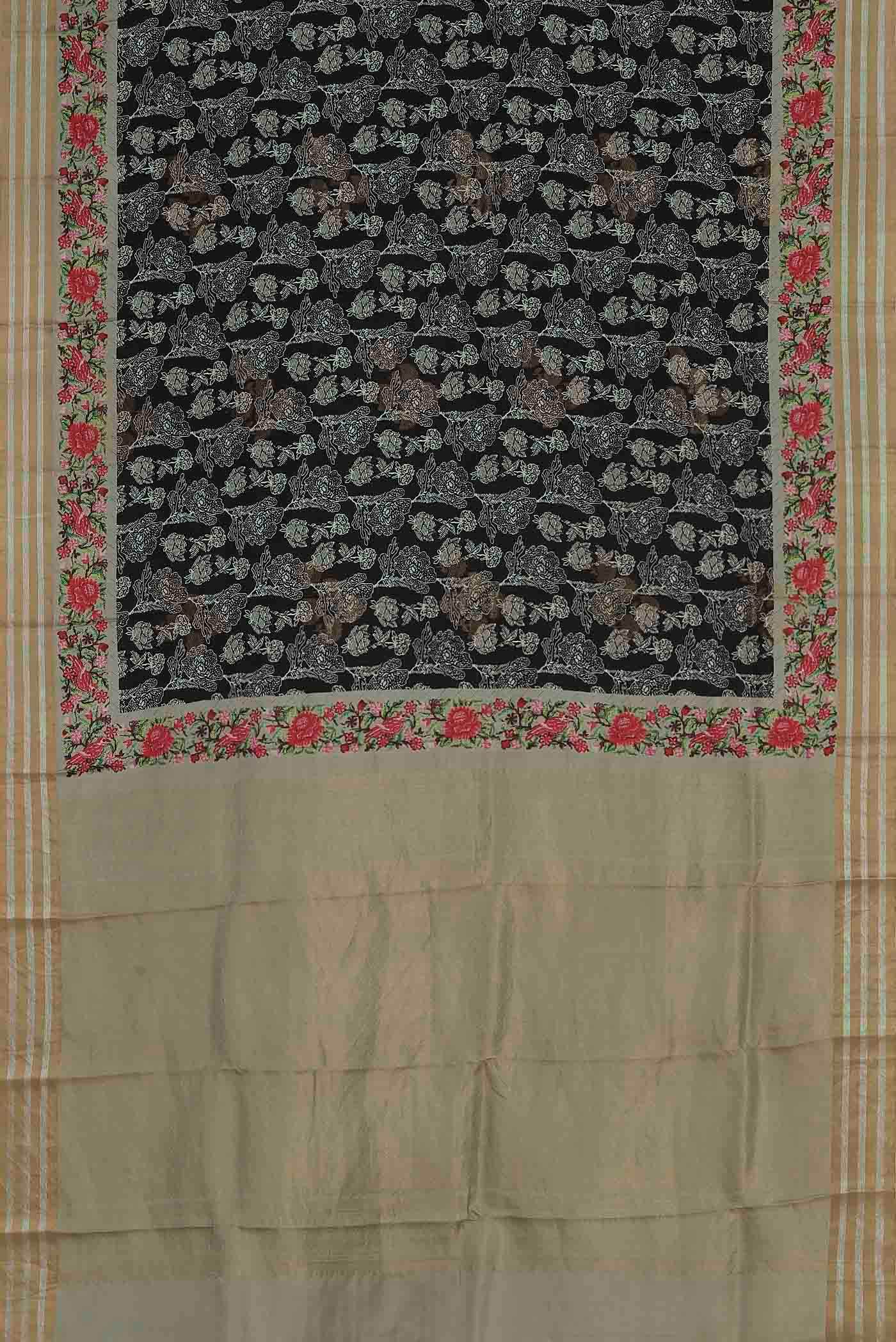 Black Printed Silk Saree