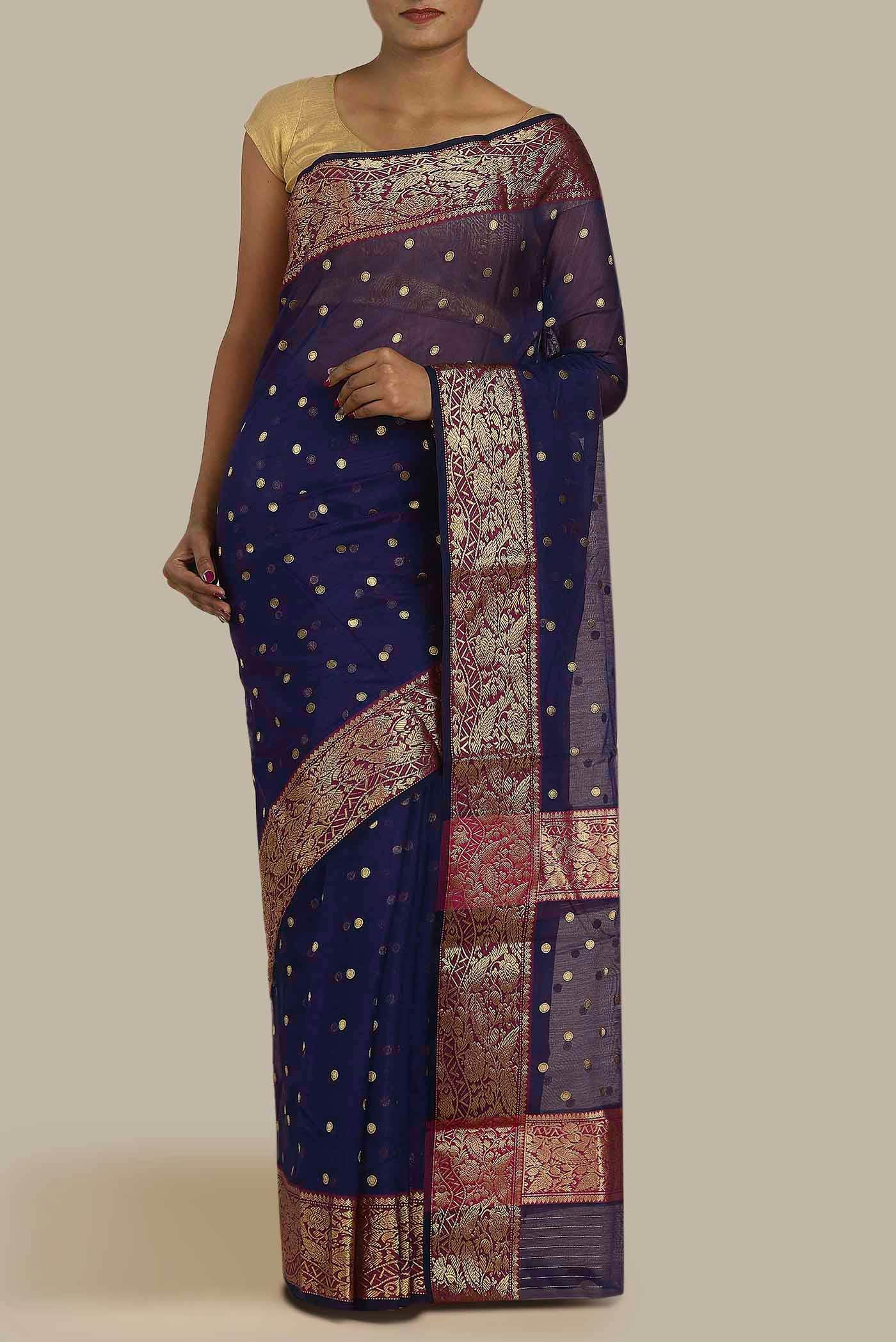 Blue Chanderi Silk Saree