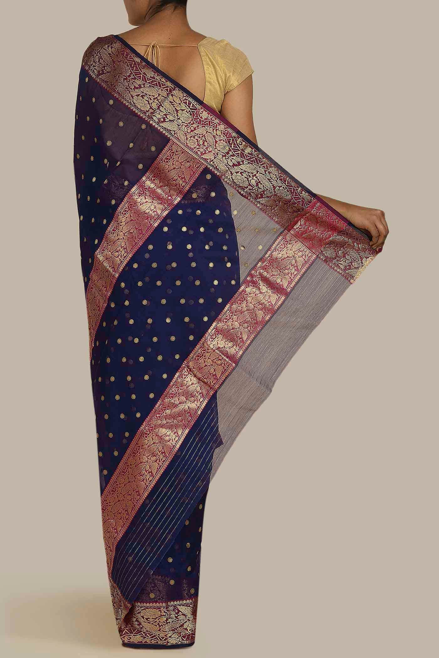 Blue Chanderi Silk Saree