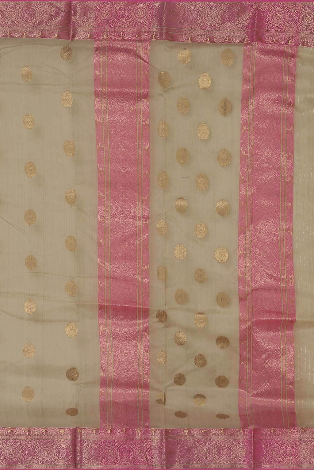 Beige Chanderi Silk Saree