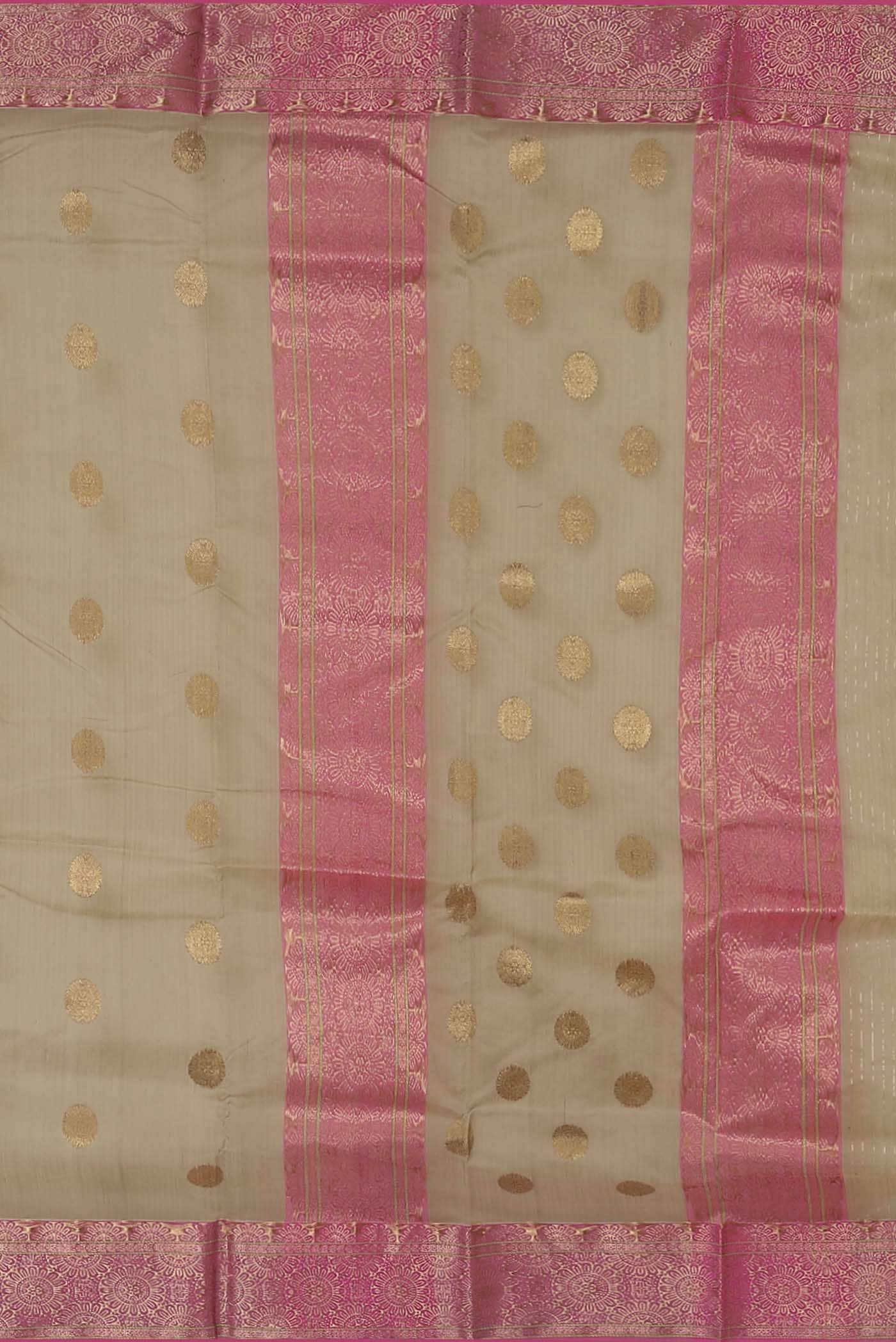 Beige Chanderi Silk Saree