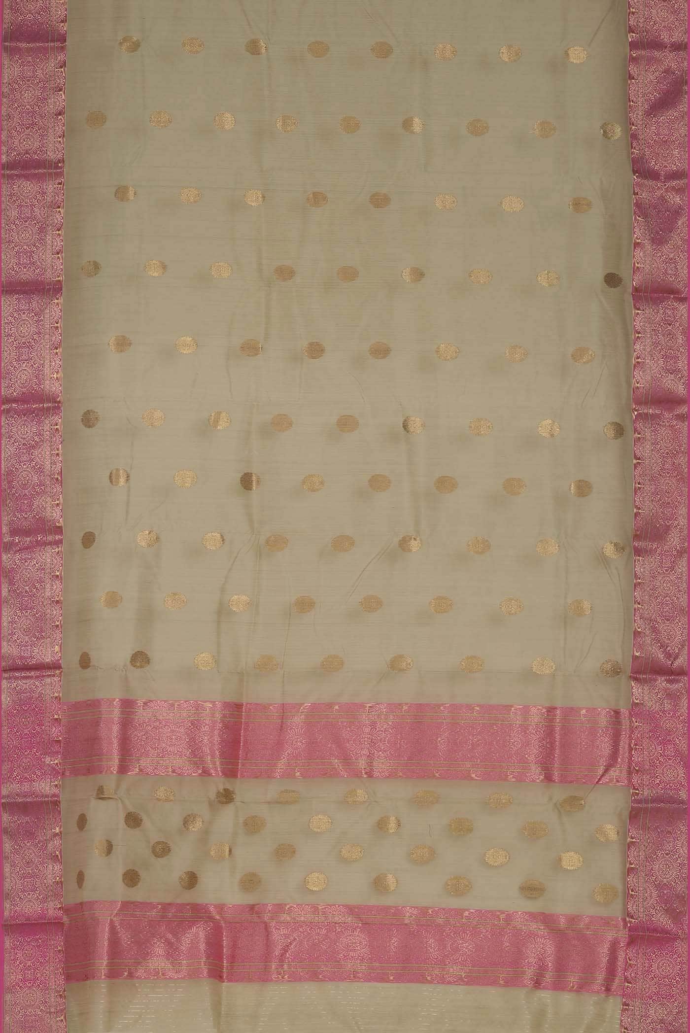 Beige Chanderi Silk Saree