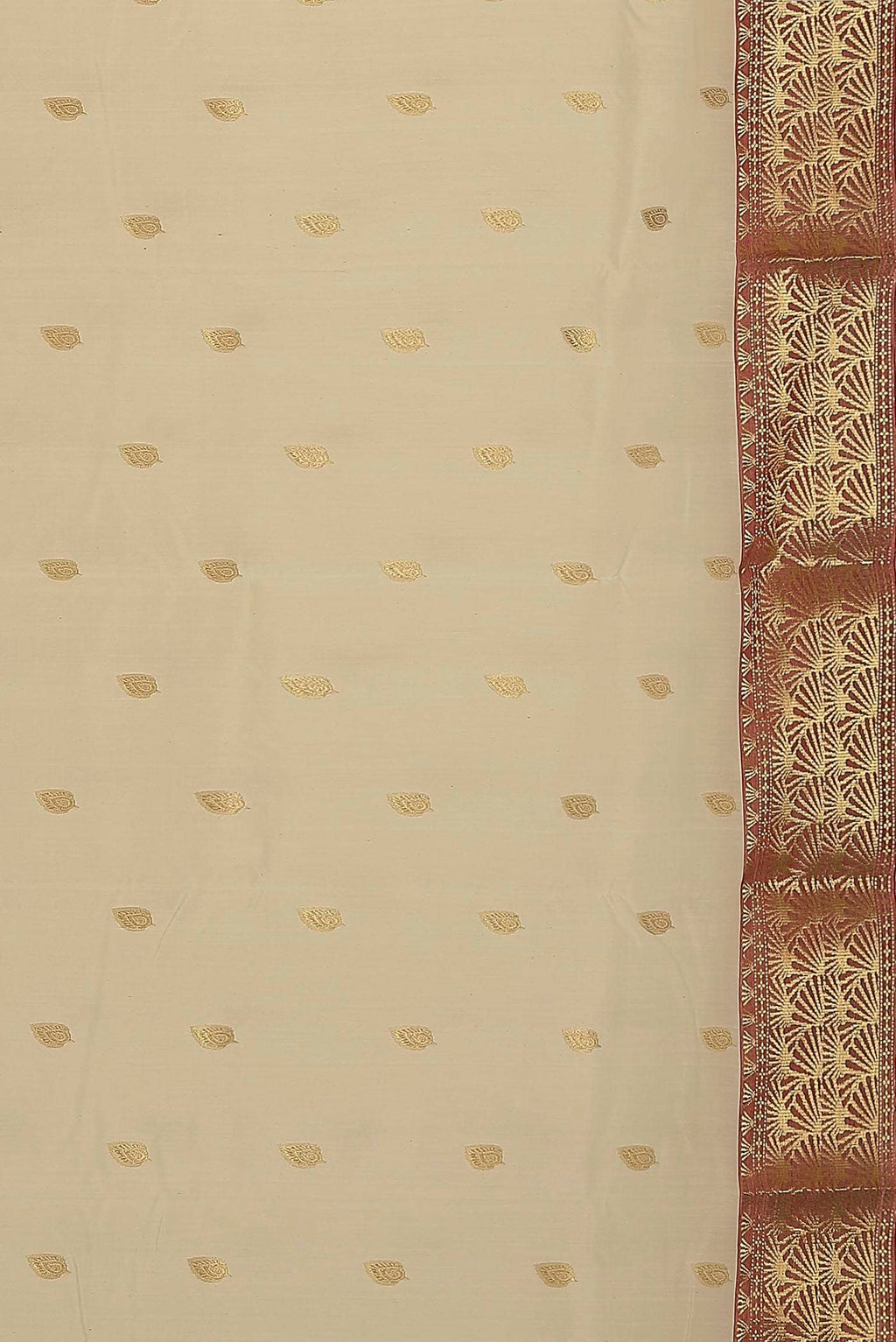 Cream Chanderi Silk Saree
