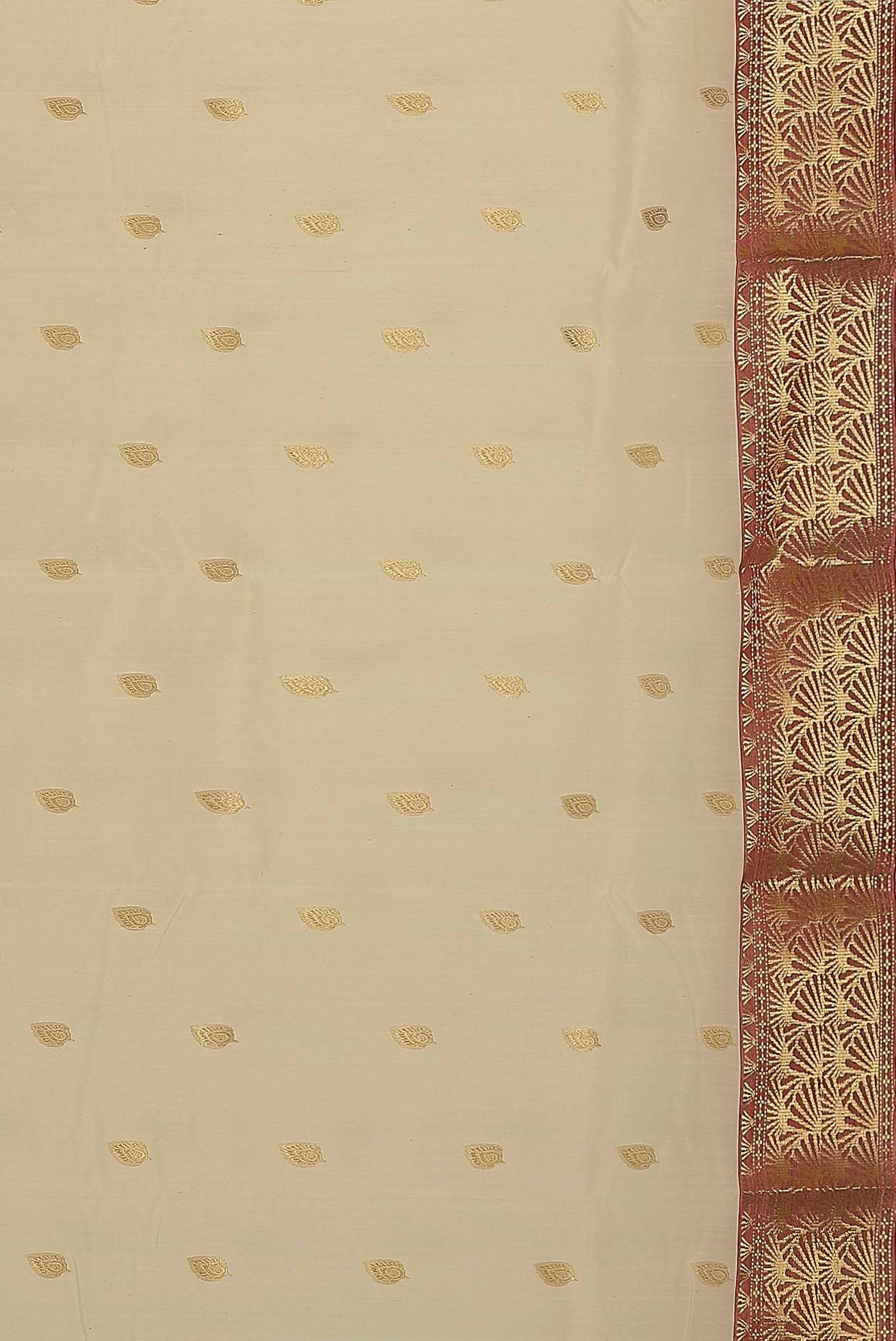 Cream Chanderi Silk Saree