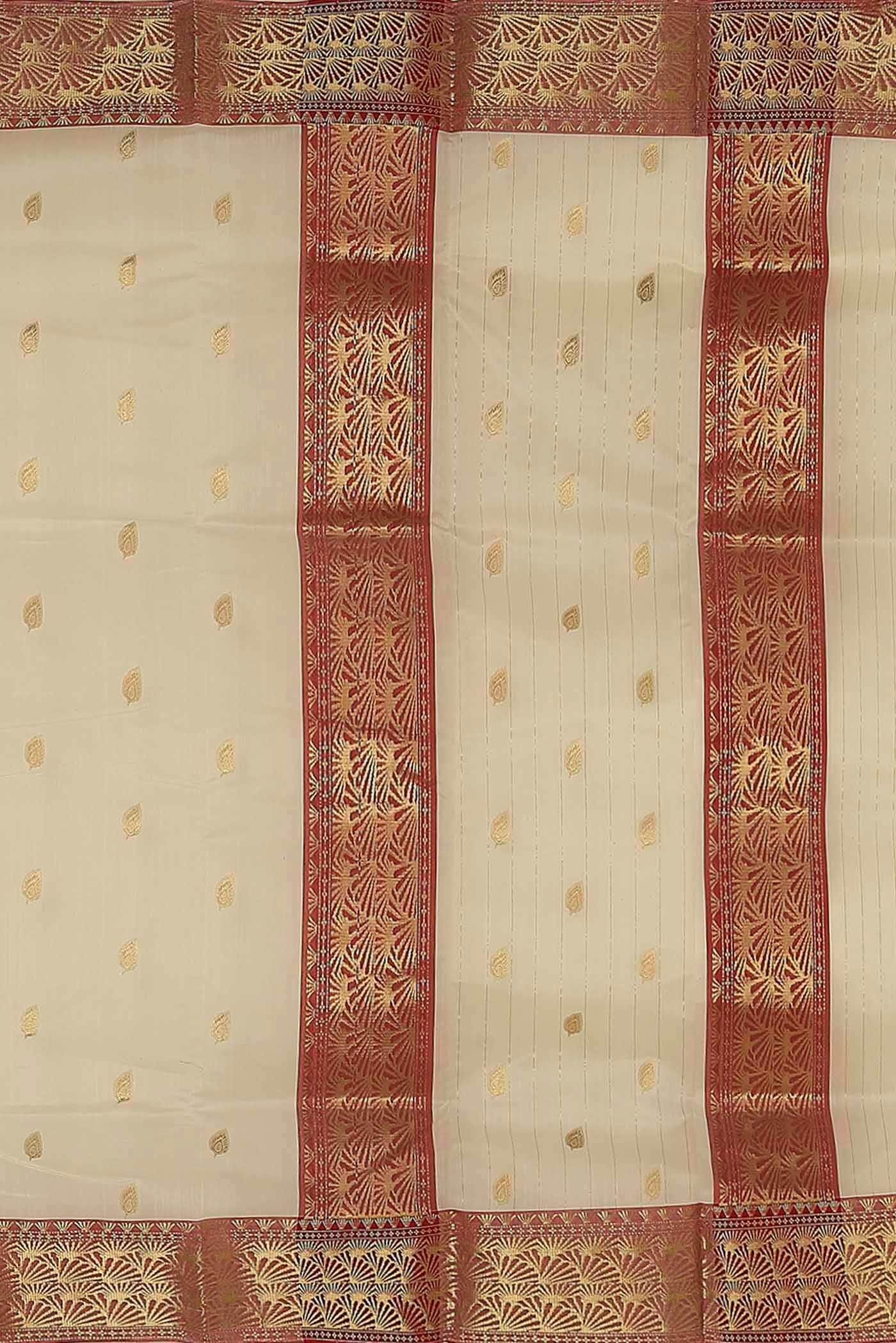 Cream Chanderi Silk Saree