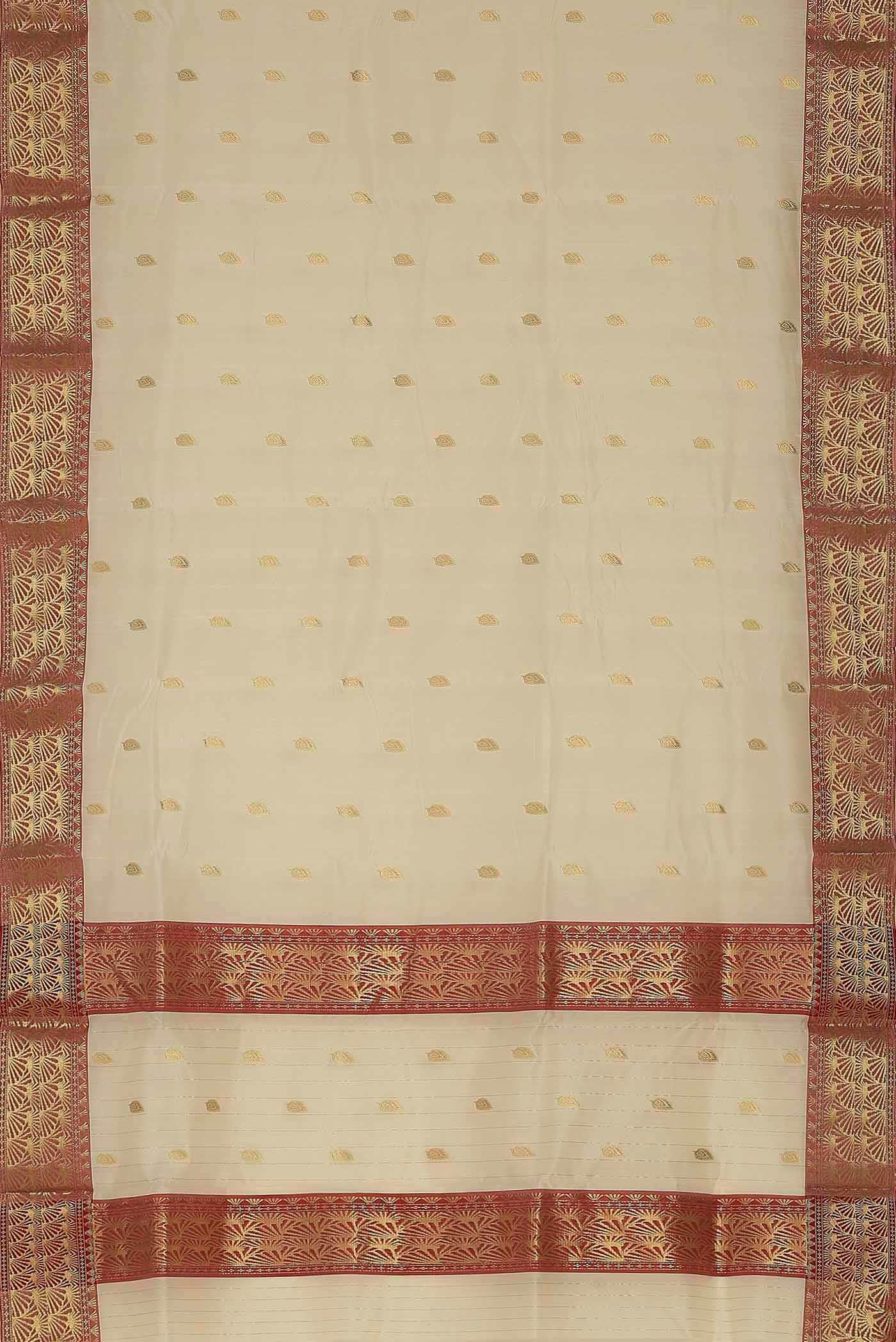 Cream Chanderi Silk Saree