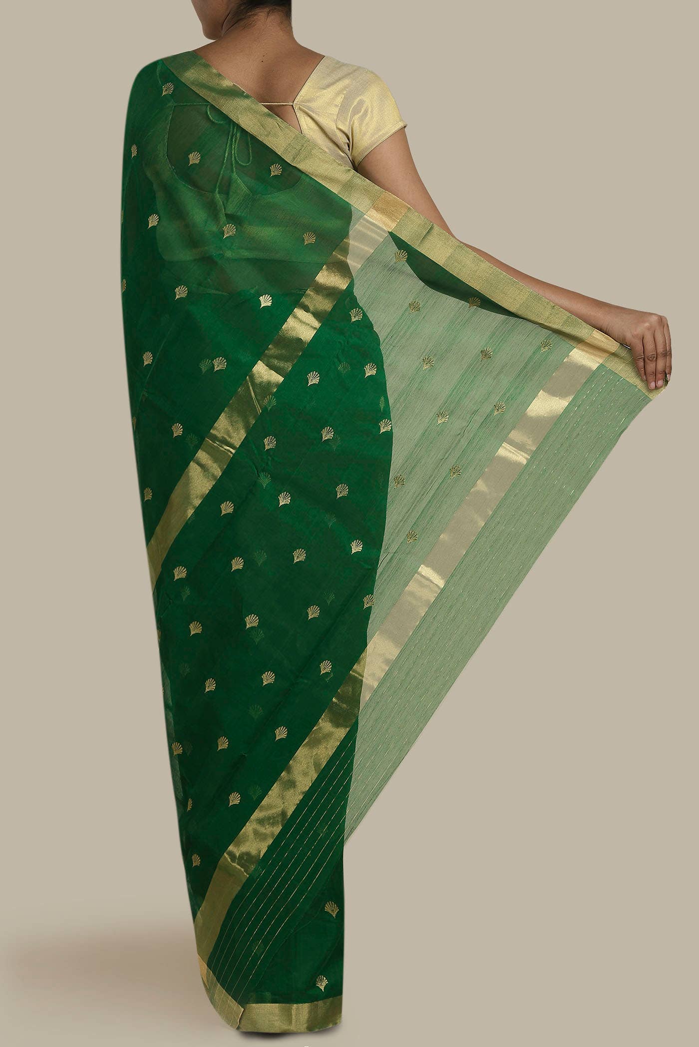 Green Chanderi Silk Cotton Saree