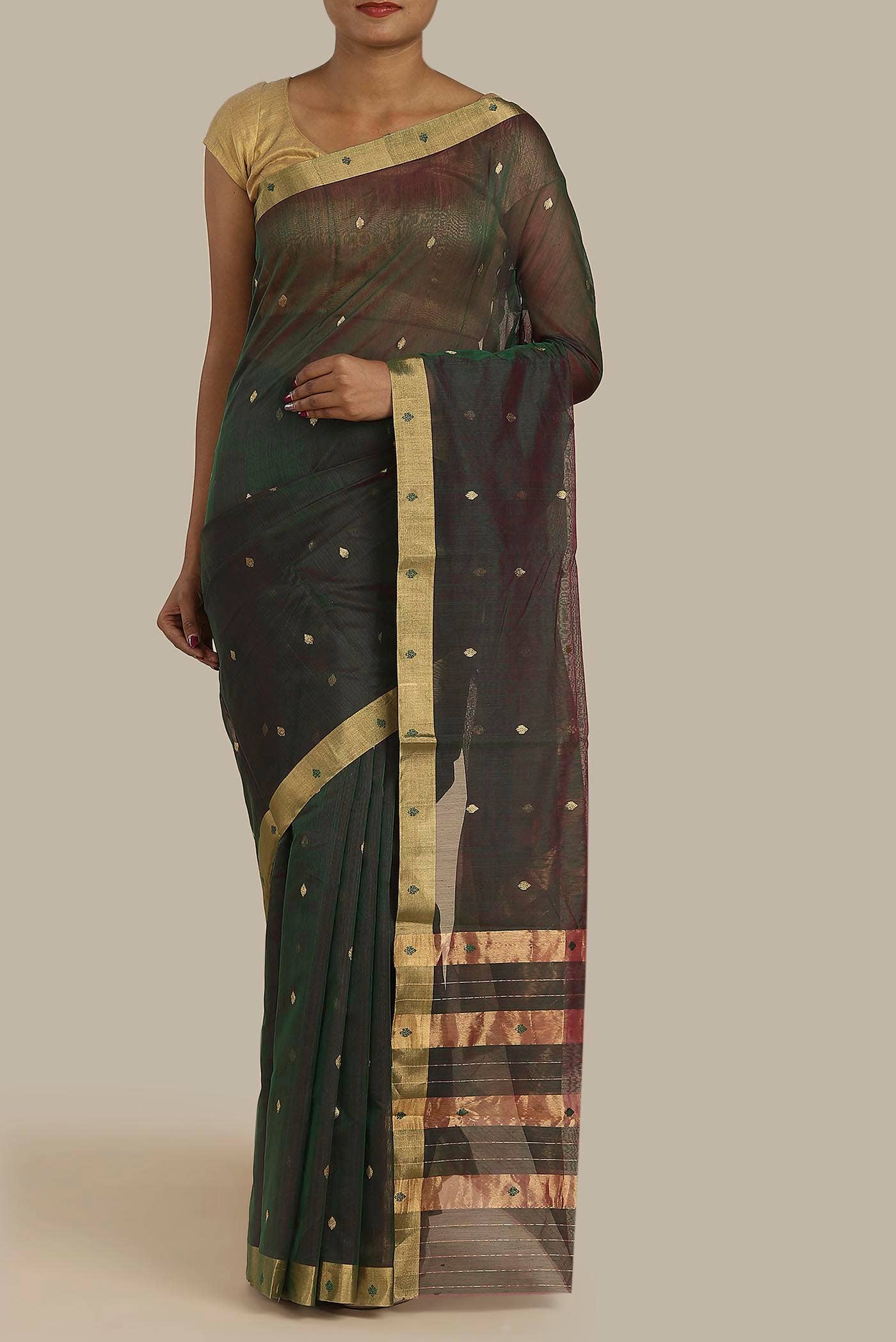 Blue Chanderi Silk Cotton Saree