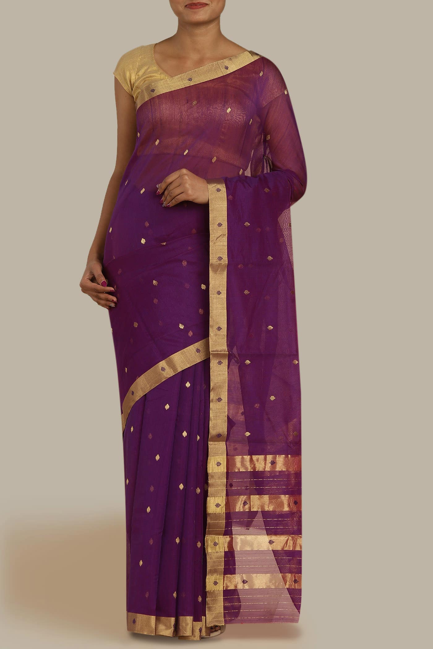 Purple Chanderi Silk Cotton Saree