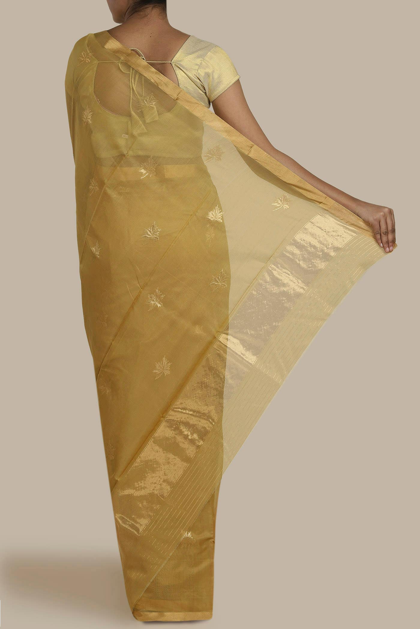 Mustard Chanderi Silk Cotton Saree
