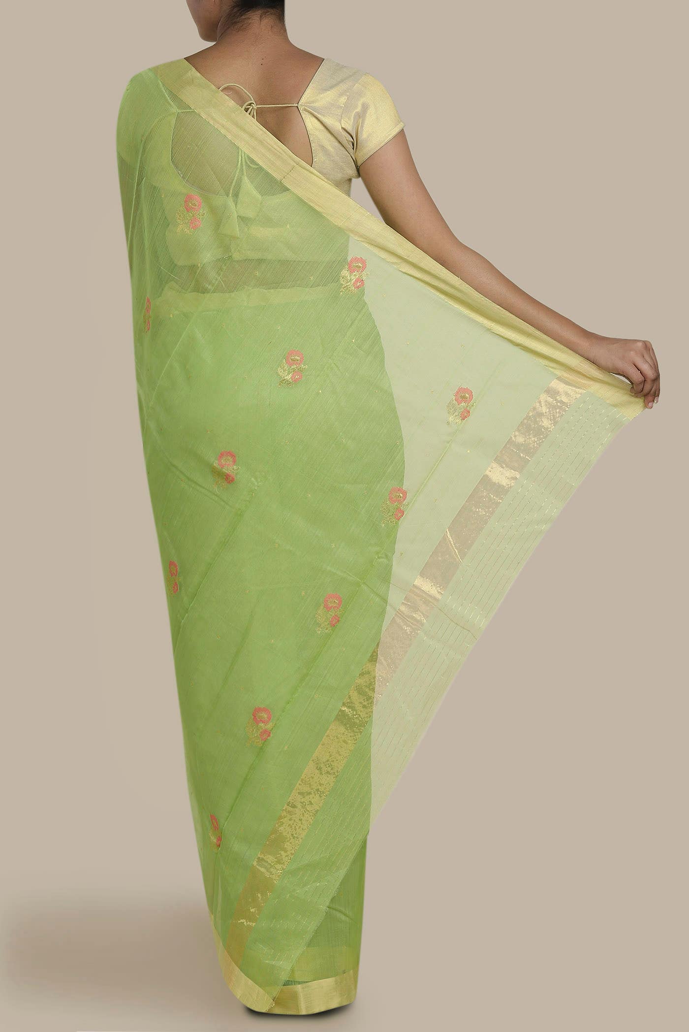 Green Chanderi Silk Cotton Saree