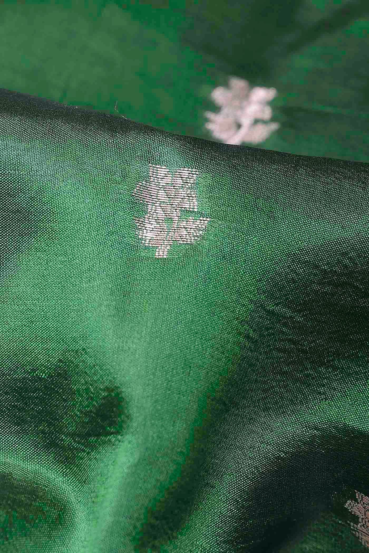 Green Banarasi Raw Silk Saree