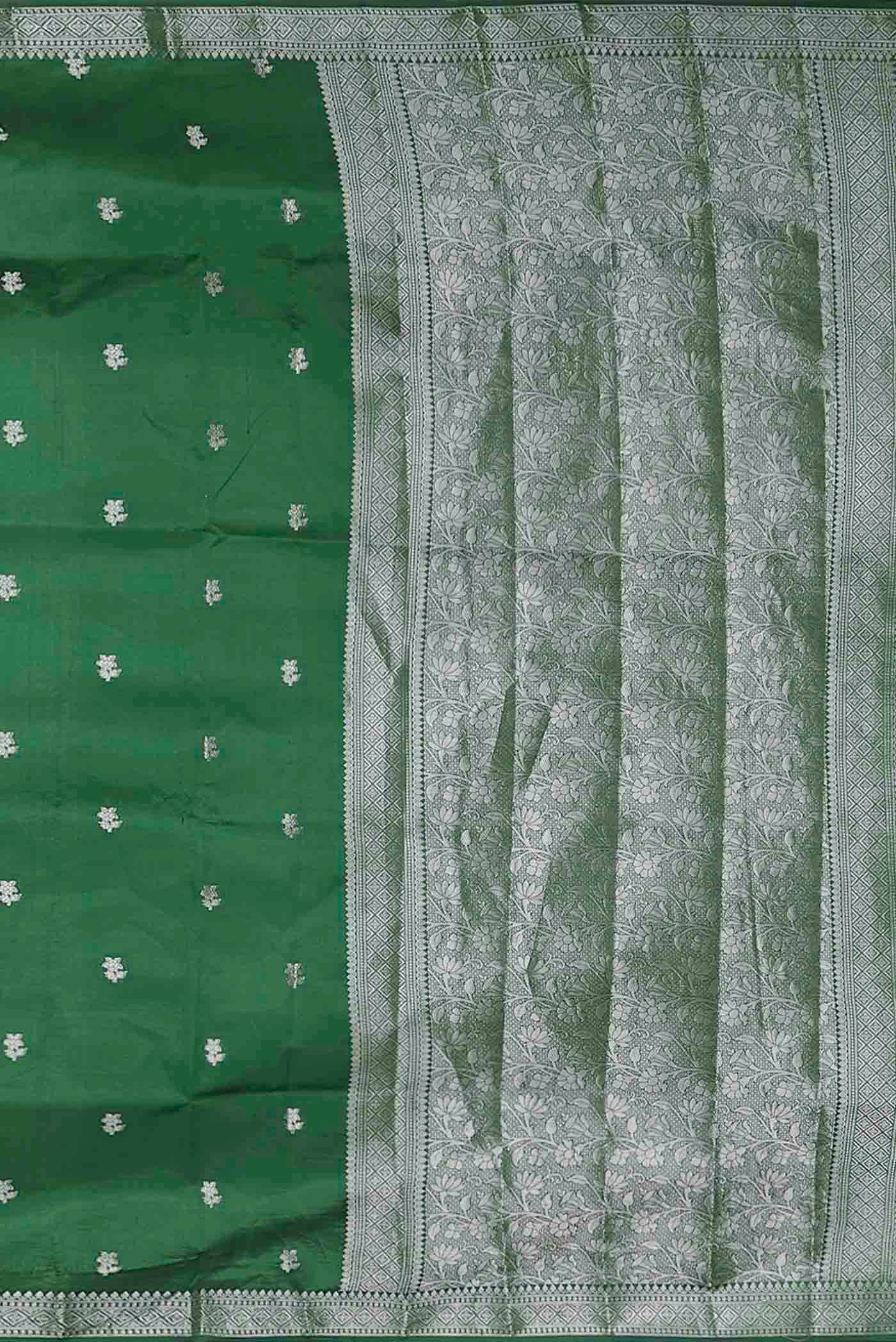 Green Banarasi Raw Silk Saree
