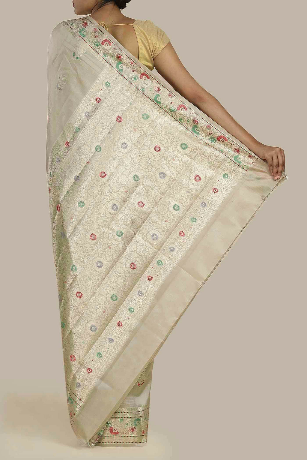 Beige Banarasi Raw Silk Saree