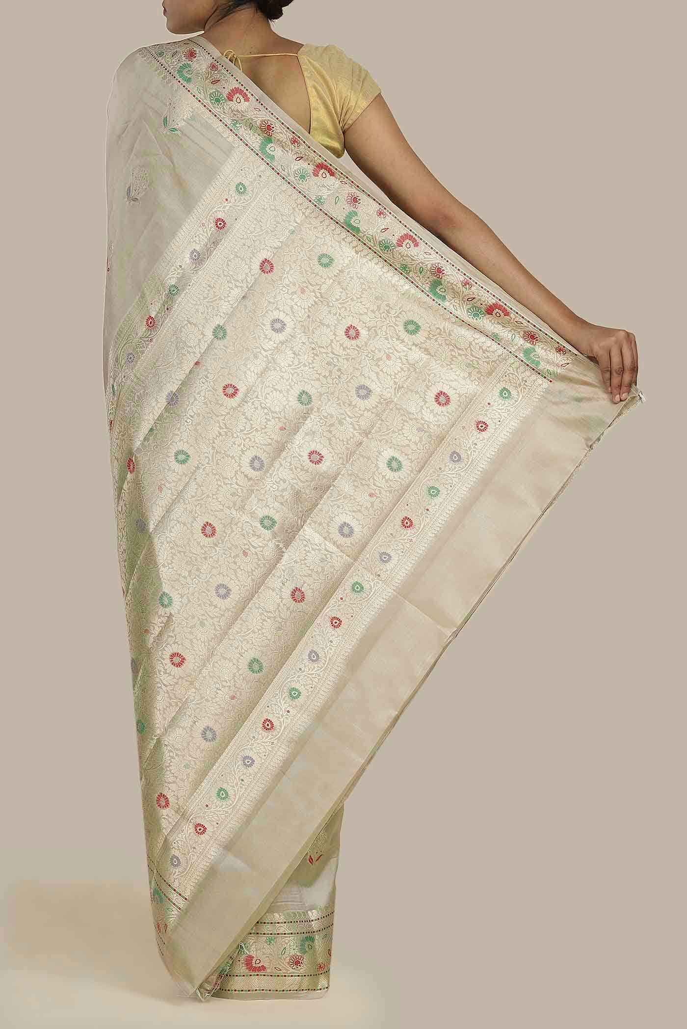 Beige Banarasi Raw Silk Saree