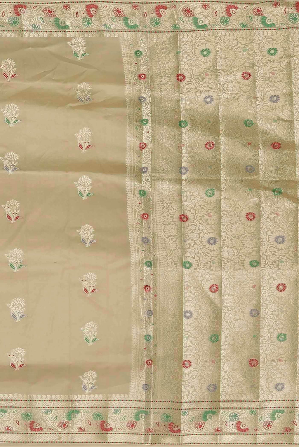 Beige Banarasi Raw Silk Saree
