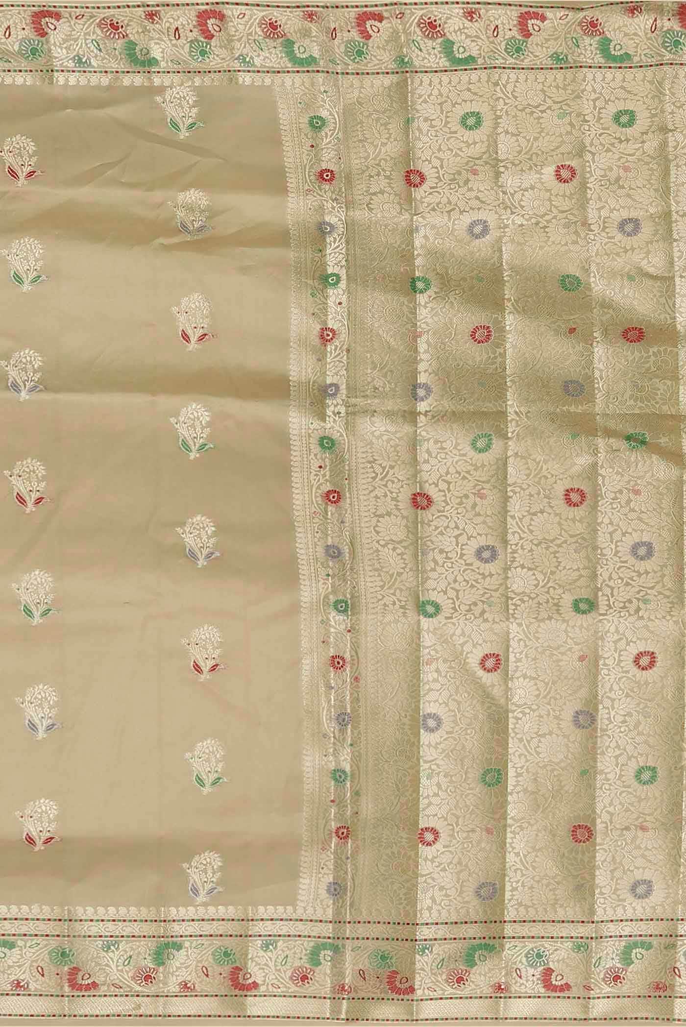 Beige Banarasi Raw Silk Saree