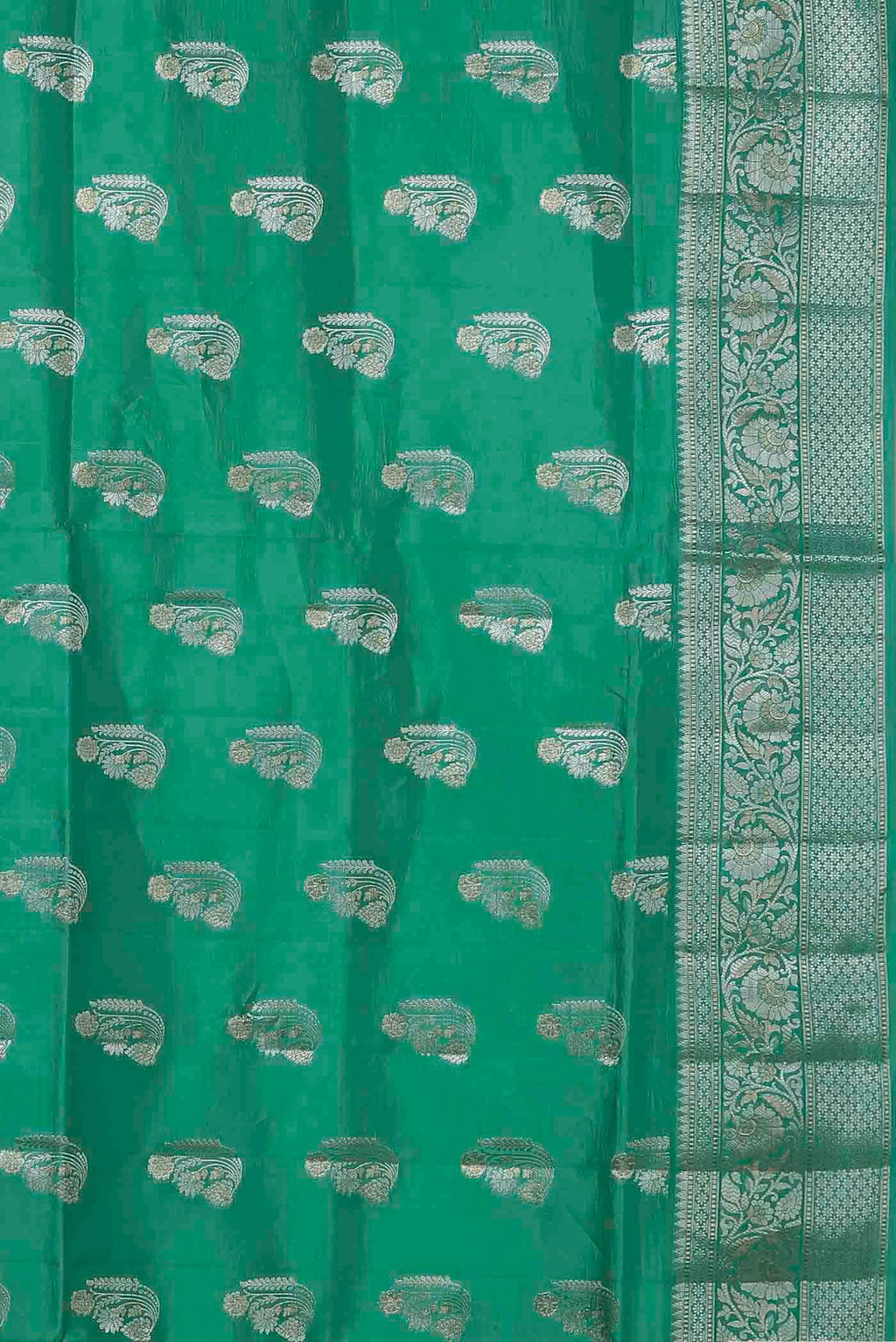 Green Banarasi Raw Silk Saree