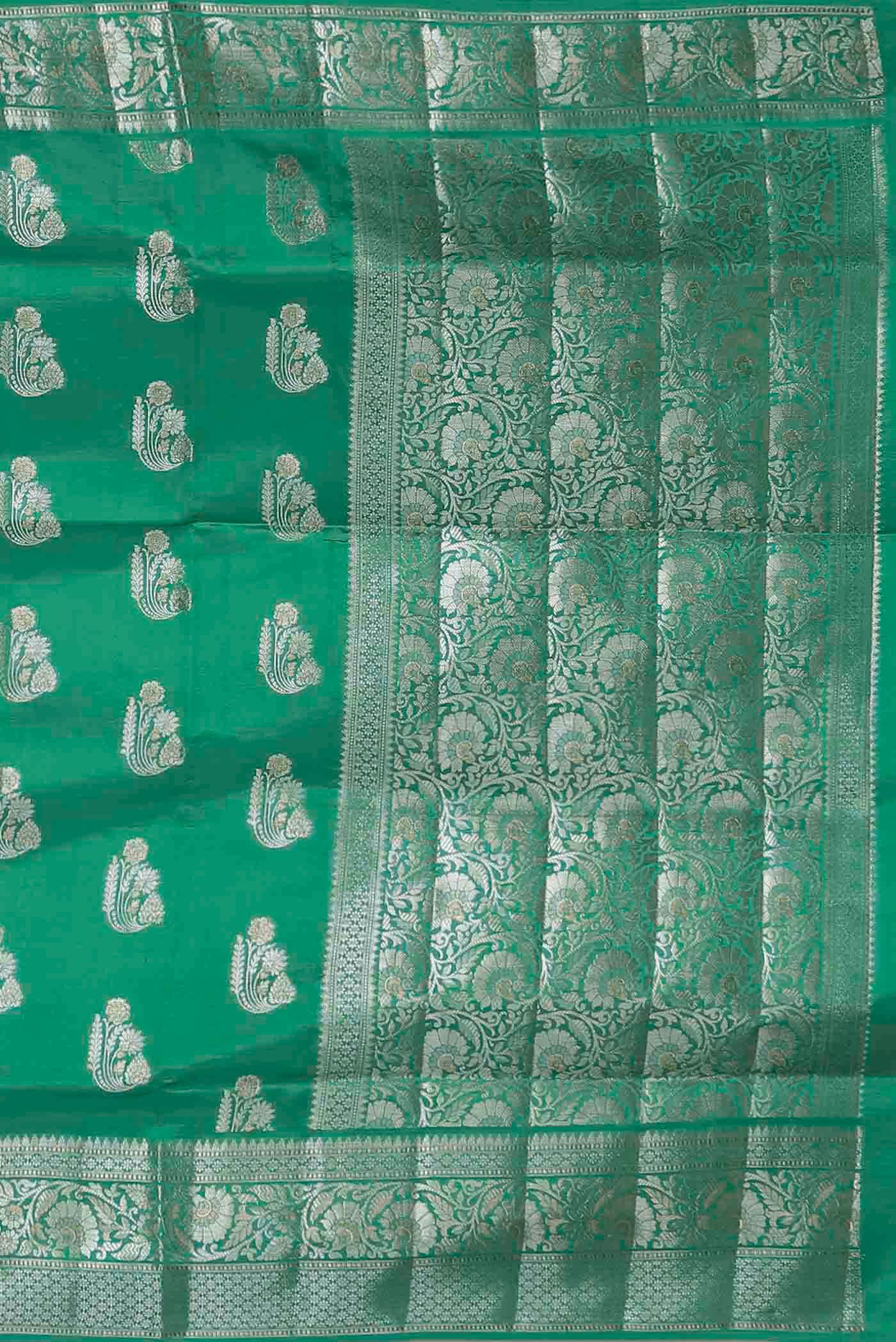 Green Banarasi Raw Silk Saree
