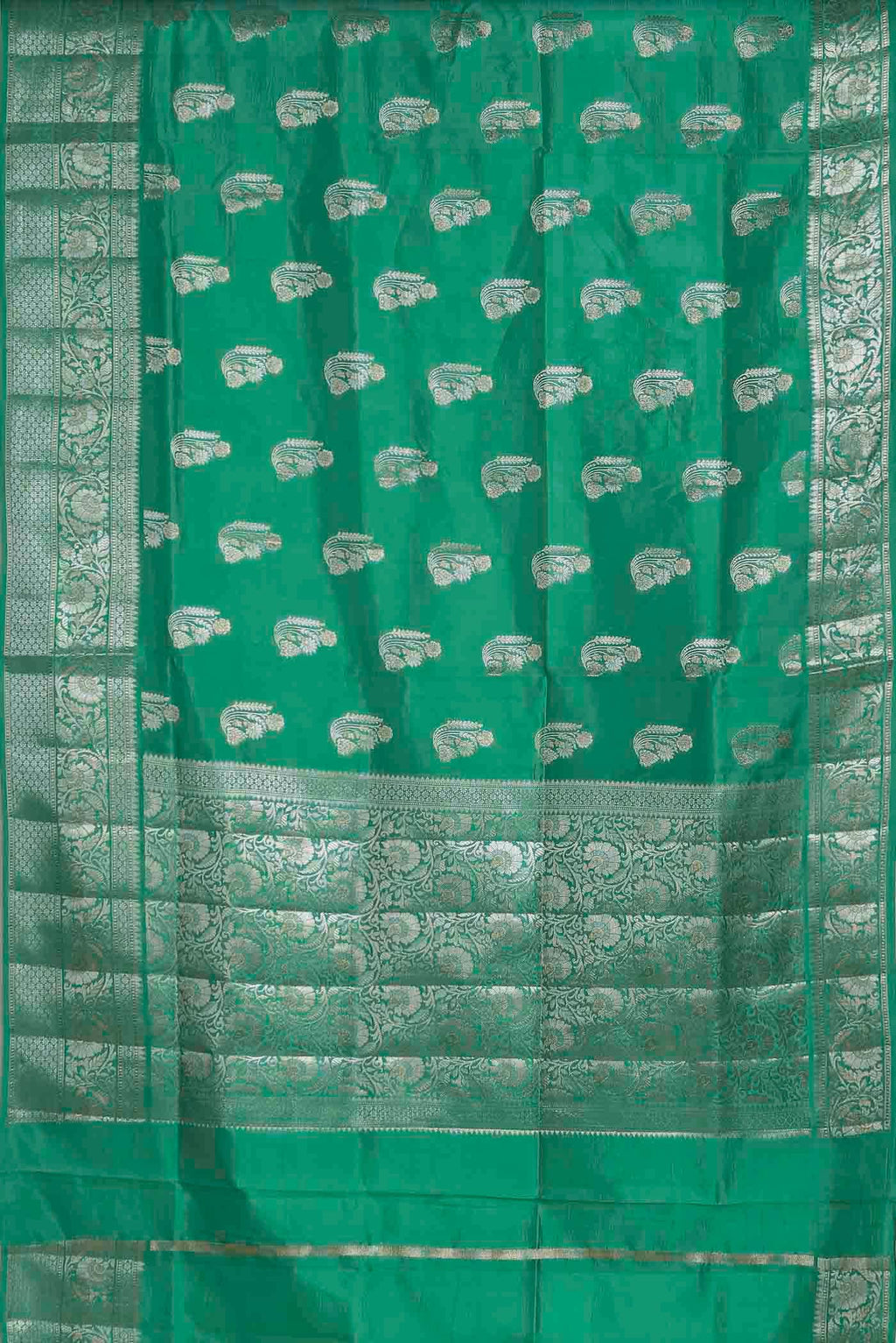 Green Banarasi Raw Silk Saree