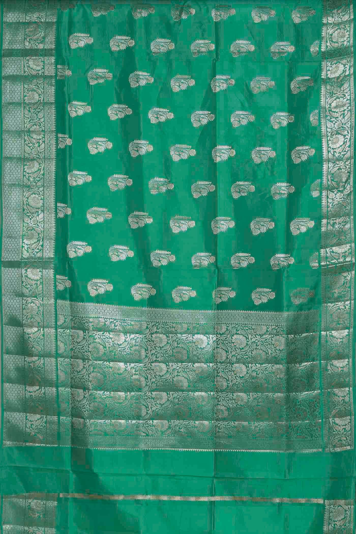 Green Banarasi Raw Silk Saree