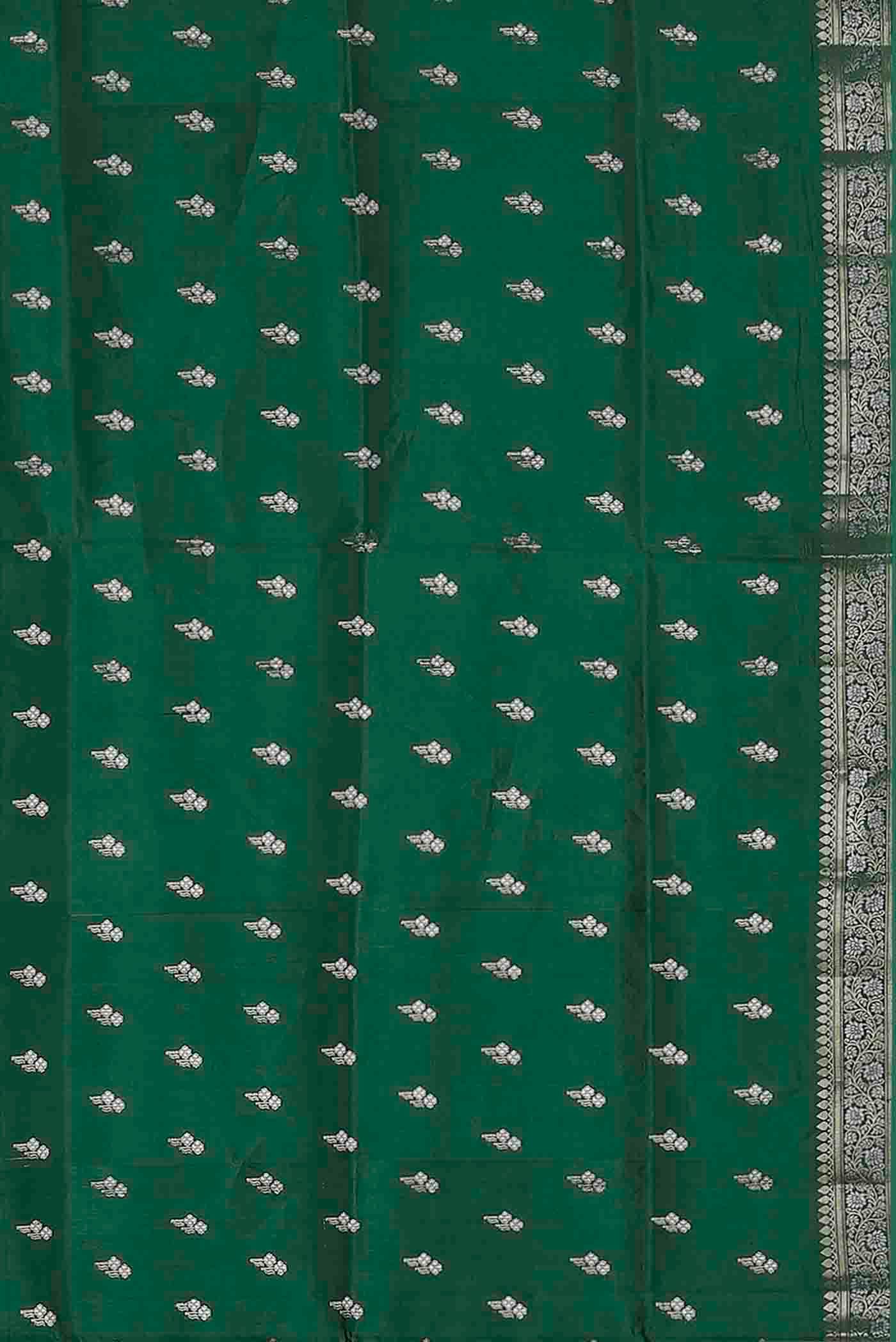 Green Banarasi Raw Silk Saree