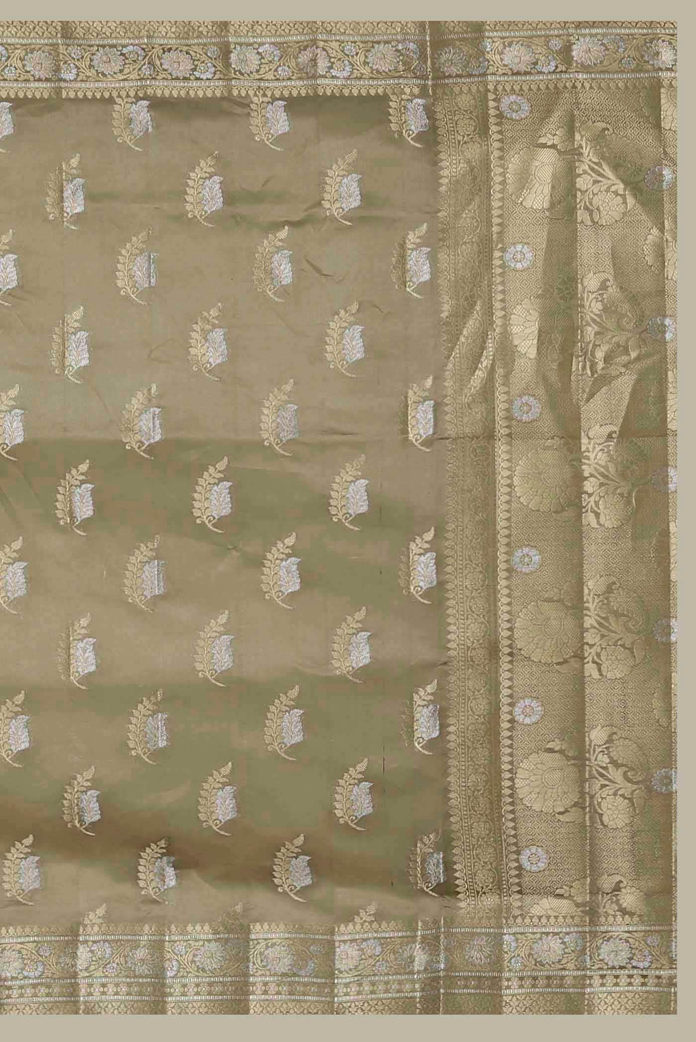 Beige Banarasi Raw Silk Saree