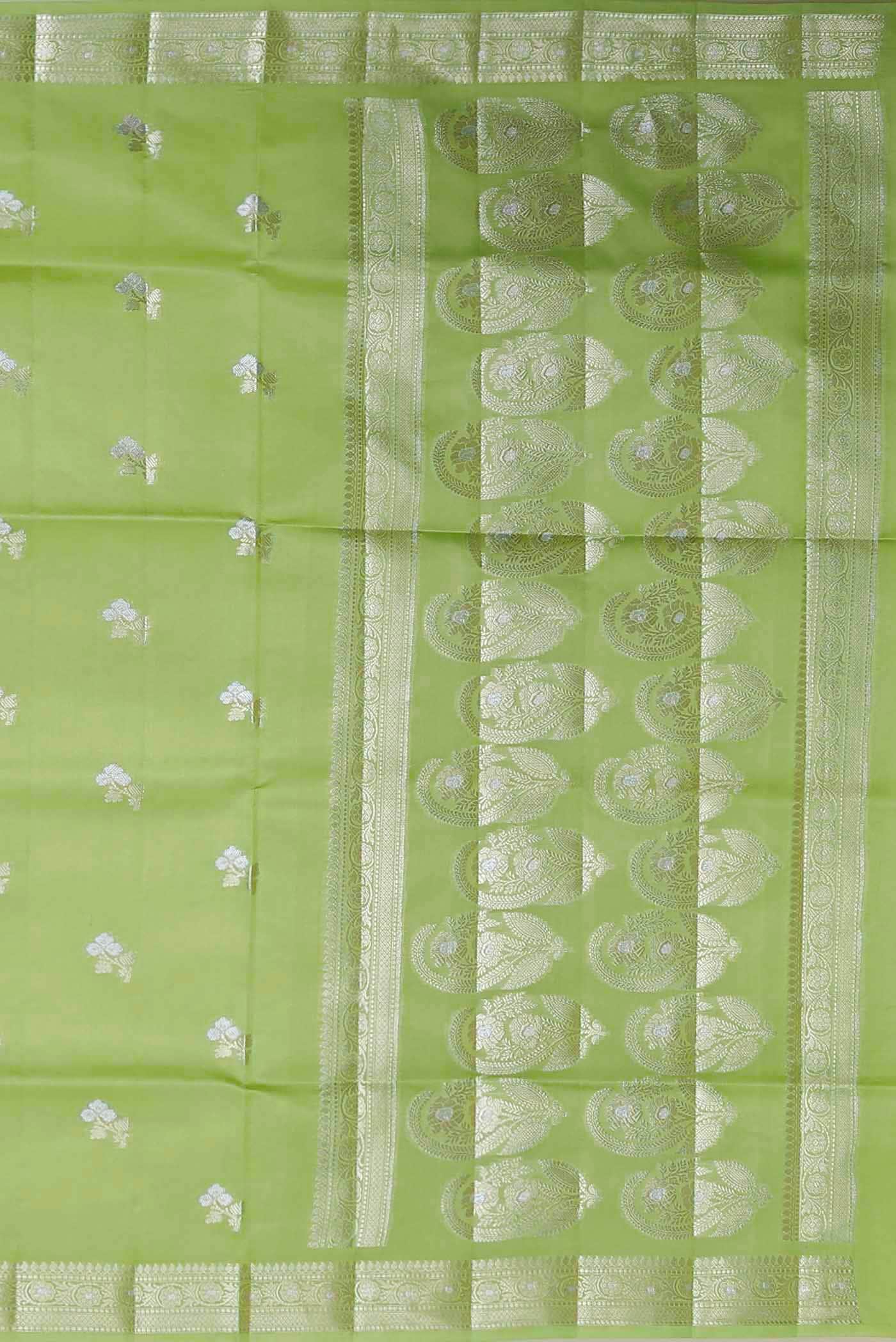 Green Banarasi Raw Silk Saree