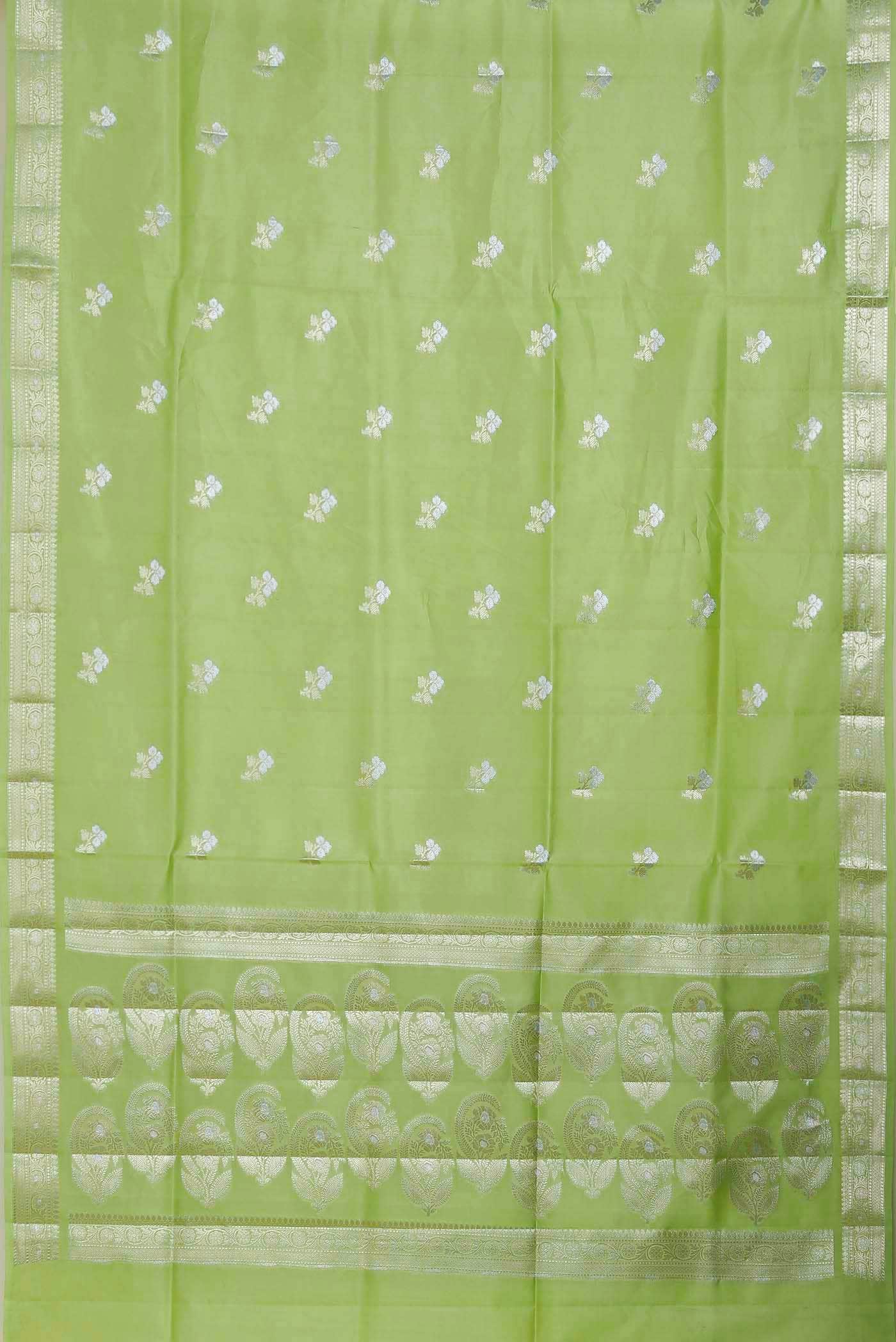 Green Banarasi Raw Silk Saree